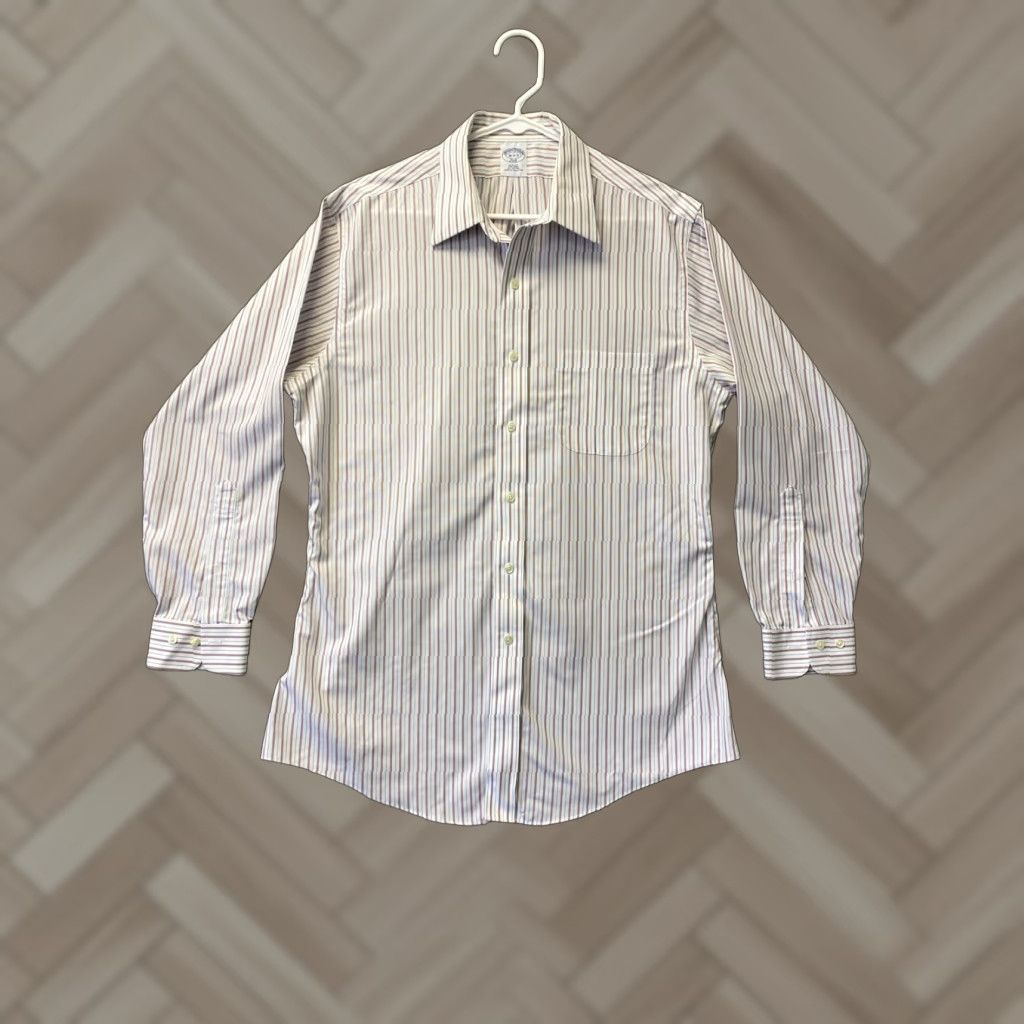 Brooks Brothers VINTAGE Brooks Brothers Shirt Mens 16 Long Sleeve Collared Button-up Classic Striped Cotton Red Bric 90s Mens Size US L / EU 52-54 / 3 - 1 Thumbnail