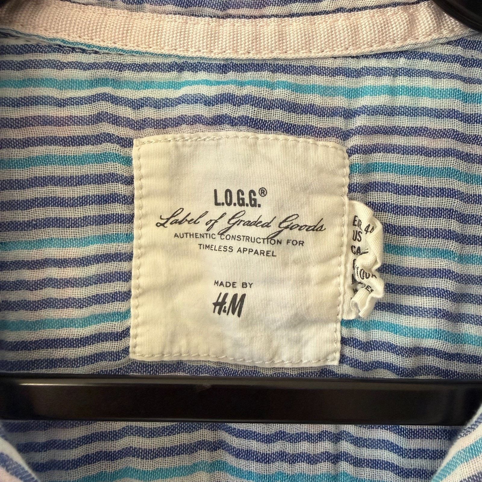 H&M H&M L.O.G.G. Blue Plaid Gauze Button Down Shirt Women's 14 Size XL / US 12-14 / IT 48-50 - 3 Thumbnail