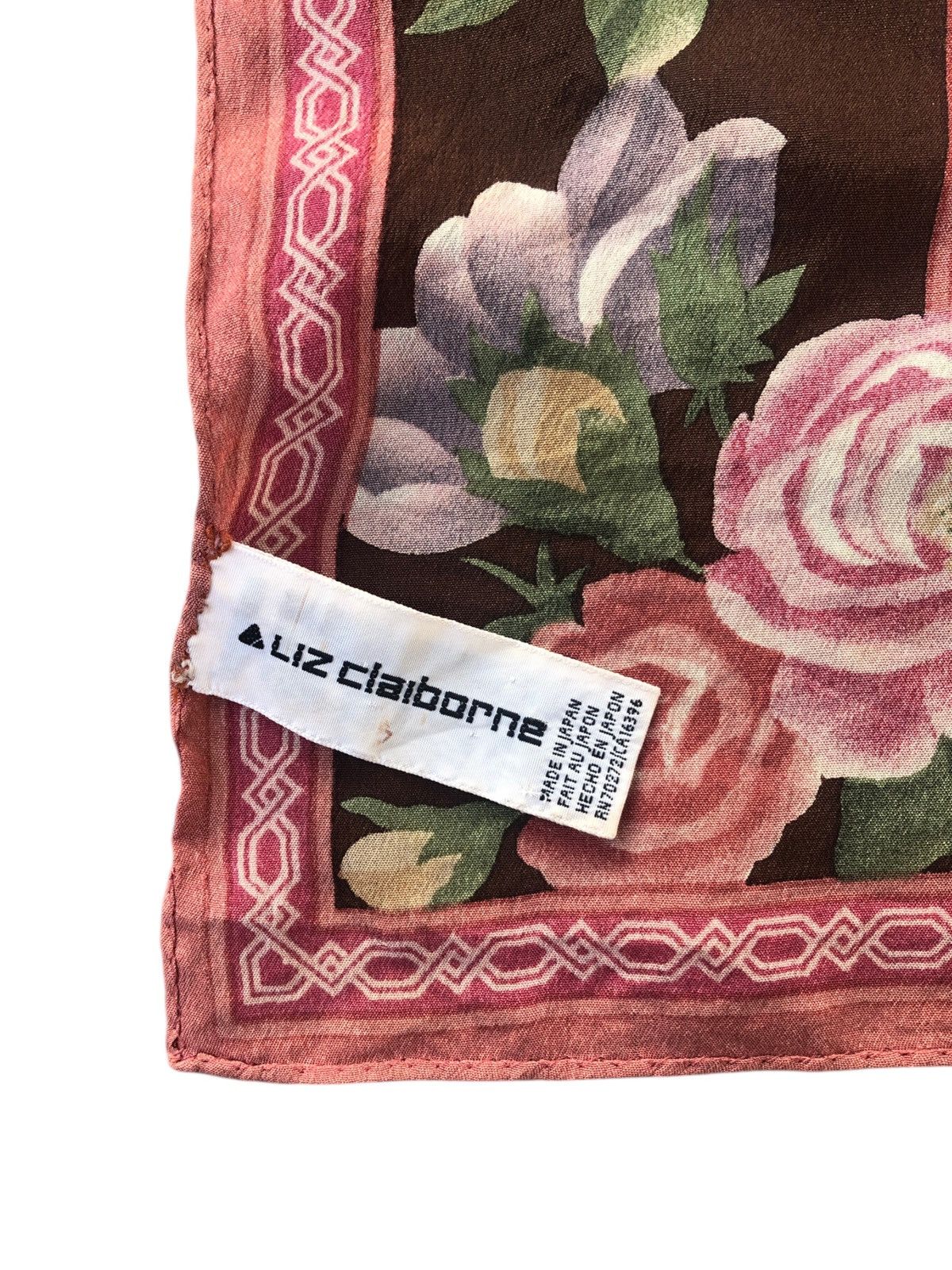 Liz Claiborne Vintage Liz Claiborne Silk Floral Scarf Roses And Peonies Size ONE SIZE - 6 Thumbnail