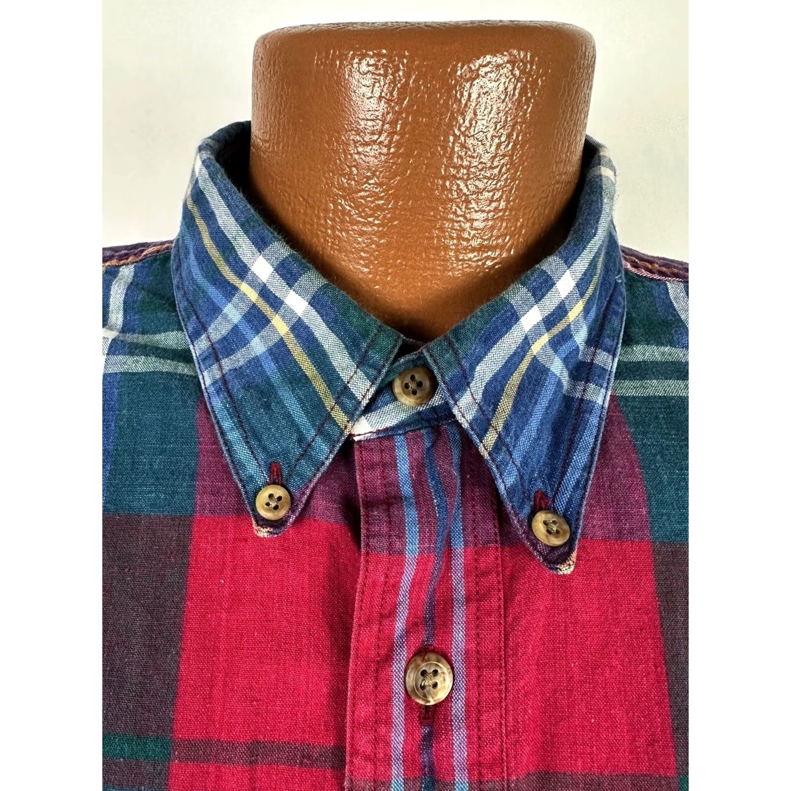 Roundtree & Yorke VINTAGE Roundtree & Yorke Shirt Men L Plaid Short Sleeve Button-Up Casual 90s Cotton Myl Size US L / EU 52-54 / 3 - 4 Thumbnail