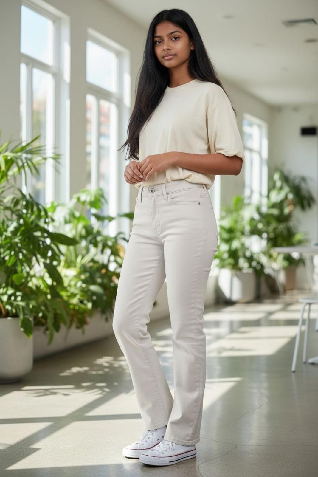 Other Athleta Women's White Straight-Leg Jeans Size 26" / US 2 / IT 38 - 2 Thumbnail