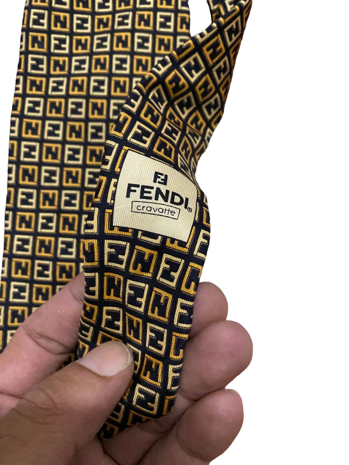 Vintage Fendi Cravatte Monogram Logo Tie 90s