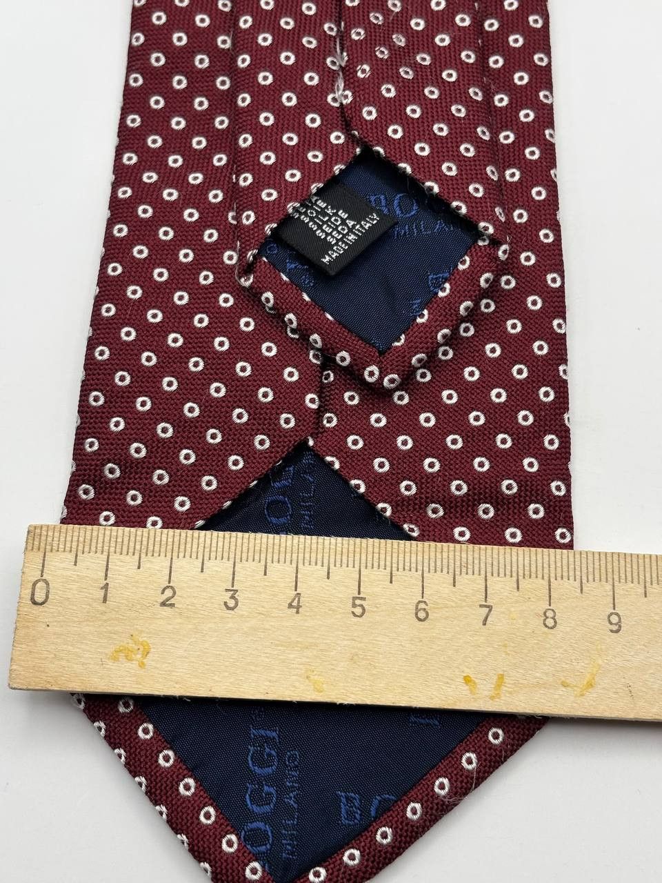 Boggi Boggi Milano Italy Burgundy Silk Geometric Tie Size ONE SIZE - 6 Thumbnail