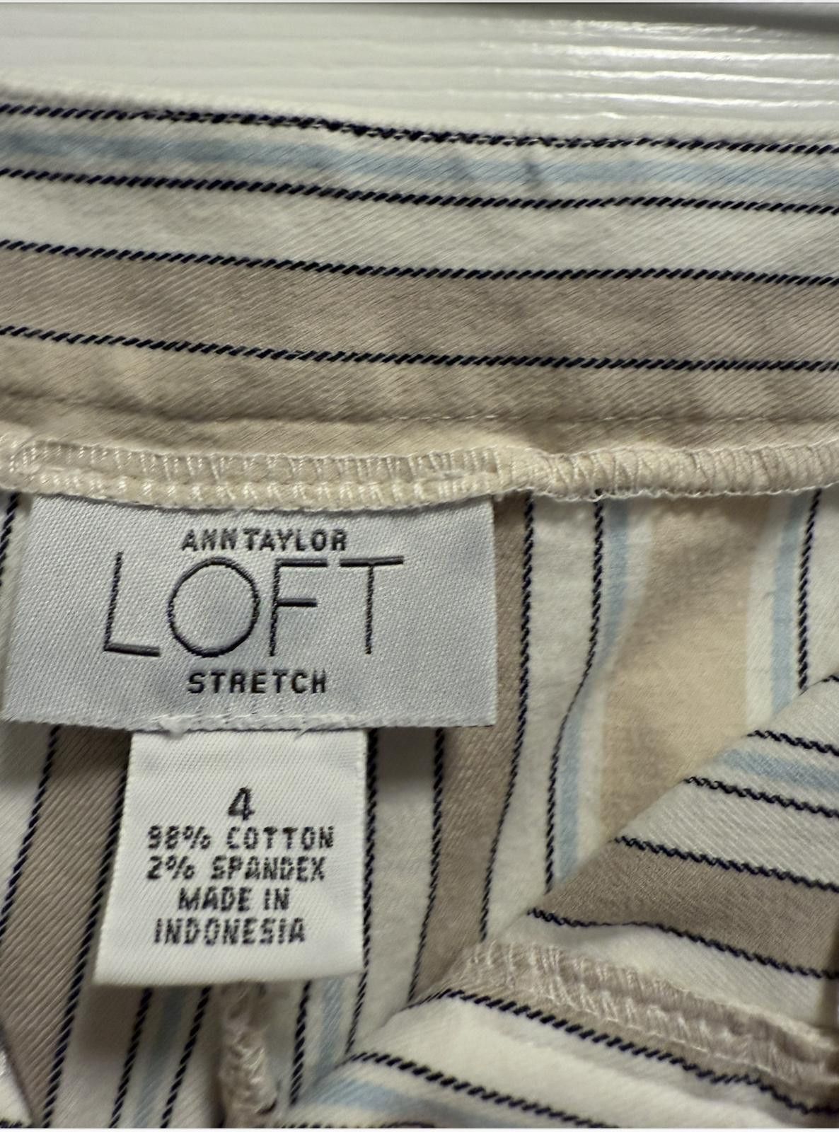 Ann Taylor Ann Taylor LOFT Stretch Striped Pants - Size 4 Size 30" / US 8 / IT 44 - 2 Thumbnail