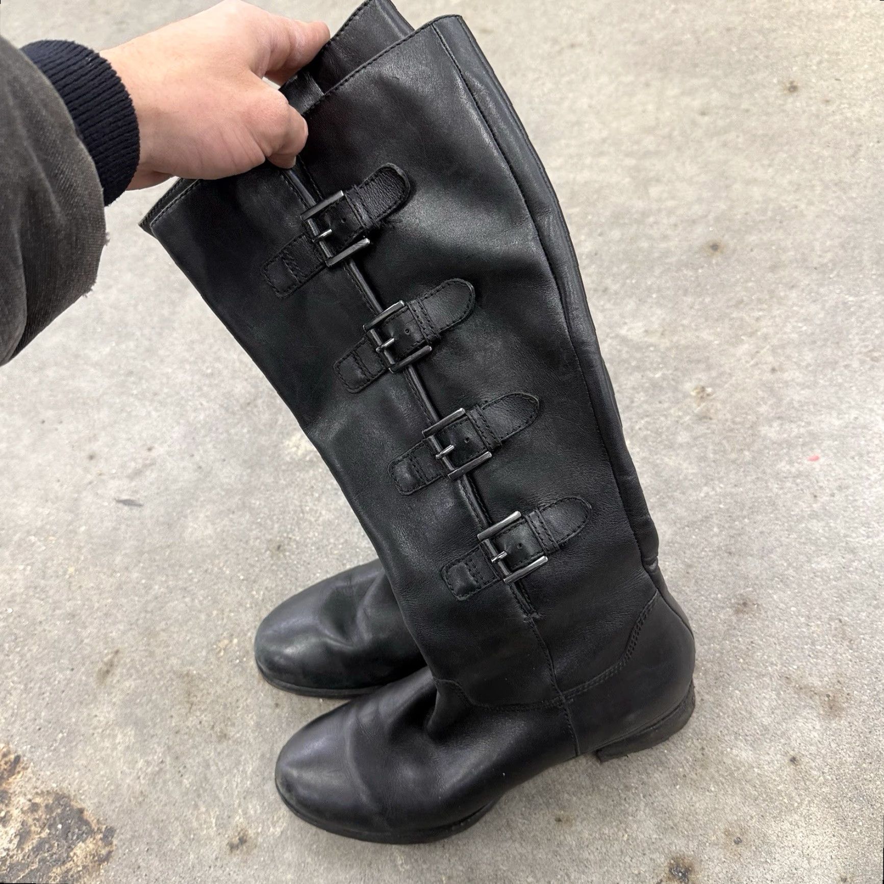Ecco ECCO Hobart Tall Riding Boot Womens 39/8 Black Leather Moto Buckle Straps Zipper Buckle Western Casual Workwear Comfortable Boots Size US 8 / IT 38 - 4 Thumbnail