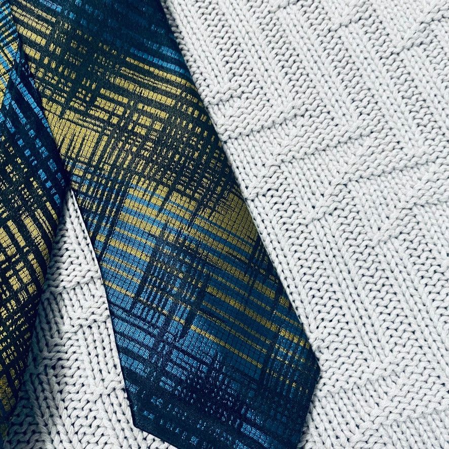 Vintage Vintage Ohrbach's blue and green abstract plaid silk tie Size ONE SIZE - 2 Thumbnail