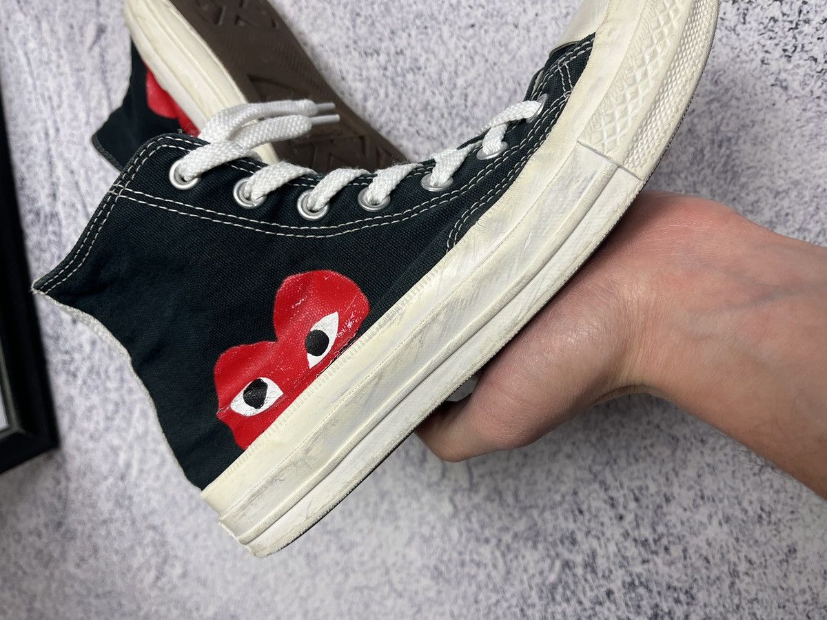 Comme des Garcons × Comme des Garcons PLAY × Converse Comme Des Garcons x Converse Black Hi-Top Hearth Sneakers Size US 7 / IT 37 - 7 Thumbnail