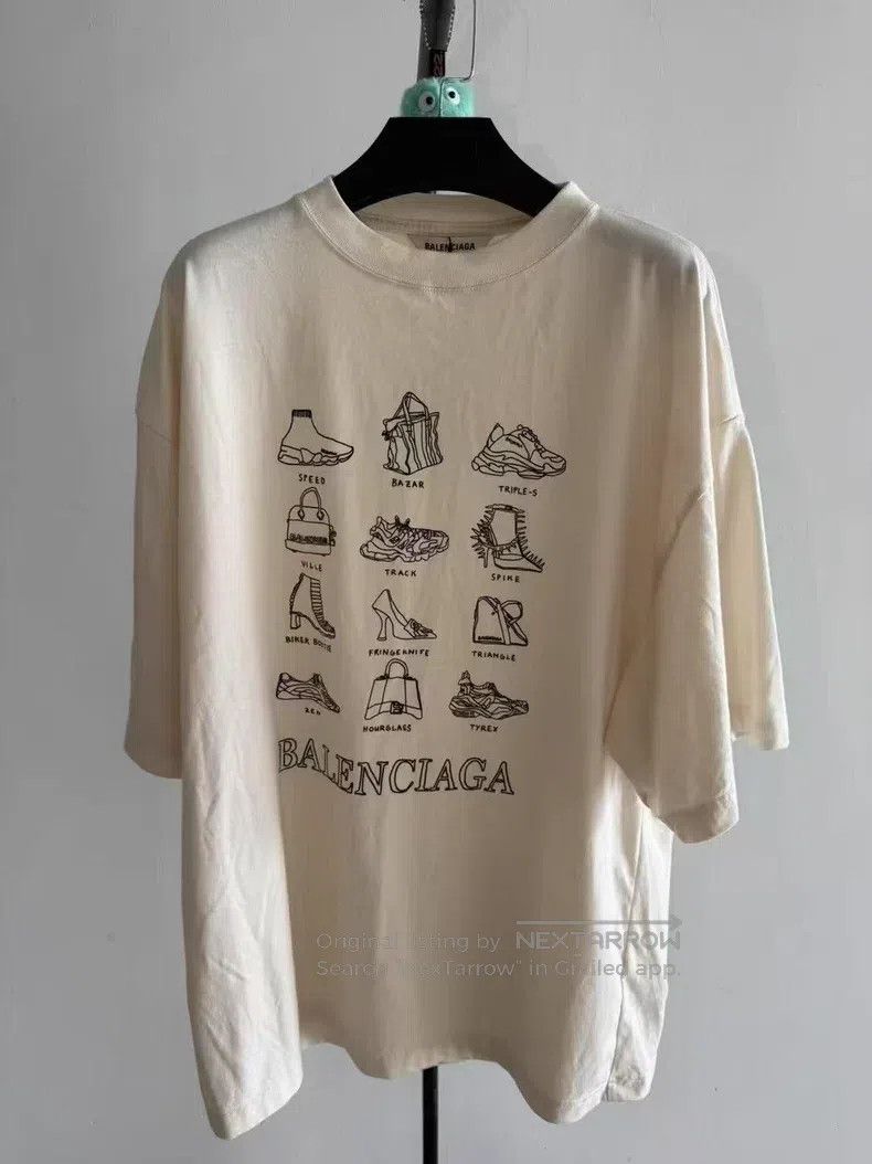 Balenciaga Balenciaga Shoe and Bag Logo Printed T-Shirt Size US XS / EU 42 / 0 - 1 Thumbnail