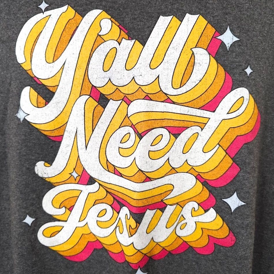 Vintage Yall Need Jesus T Shirt Mens XL Gray Jesus Christ Christian Funny Size US XL / EU 56 / 4 - 3 Thumbnail