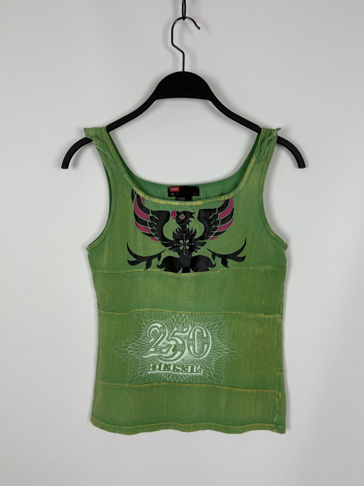 Diesel Y2K Vintage Diesel Printed Green Acid Wash Tank Top S Size S / US 4 / IT 40 - 1 Thumbnail