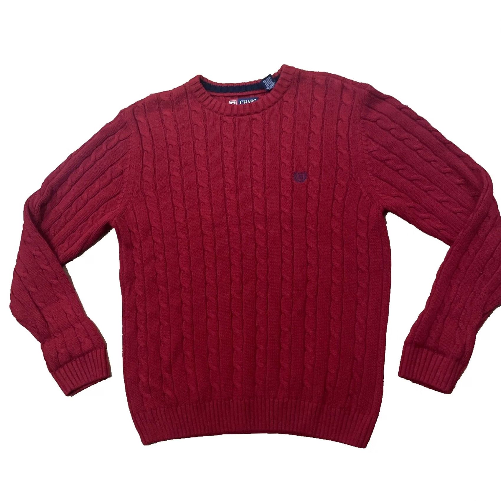 Chaps CHAPS Cable Knit Sweater Men M Red Crest logo Ribbed Stretch Vintage Y2k Classic Christmas Knit Size US M / EU 48-50 / 2 - 2 Thumbnail
