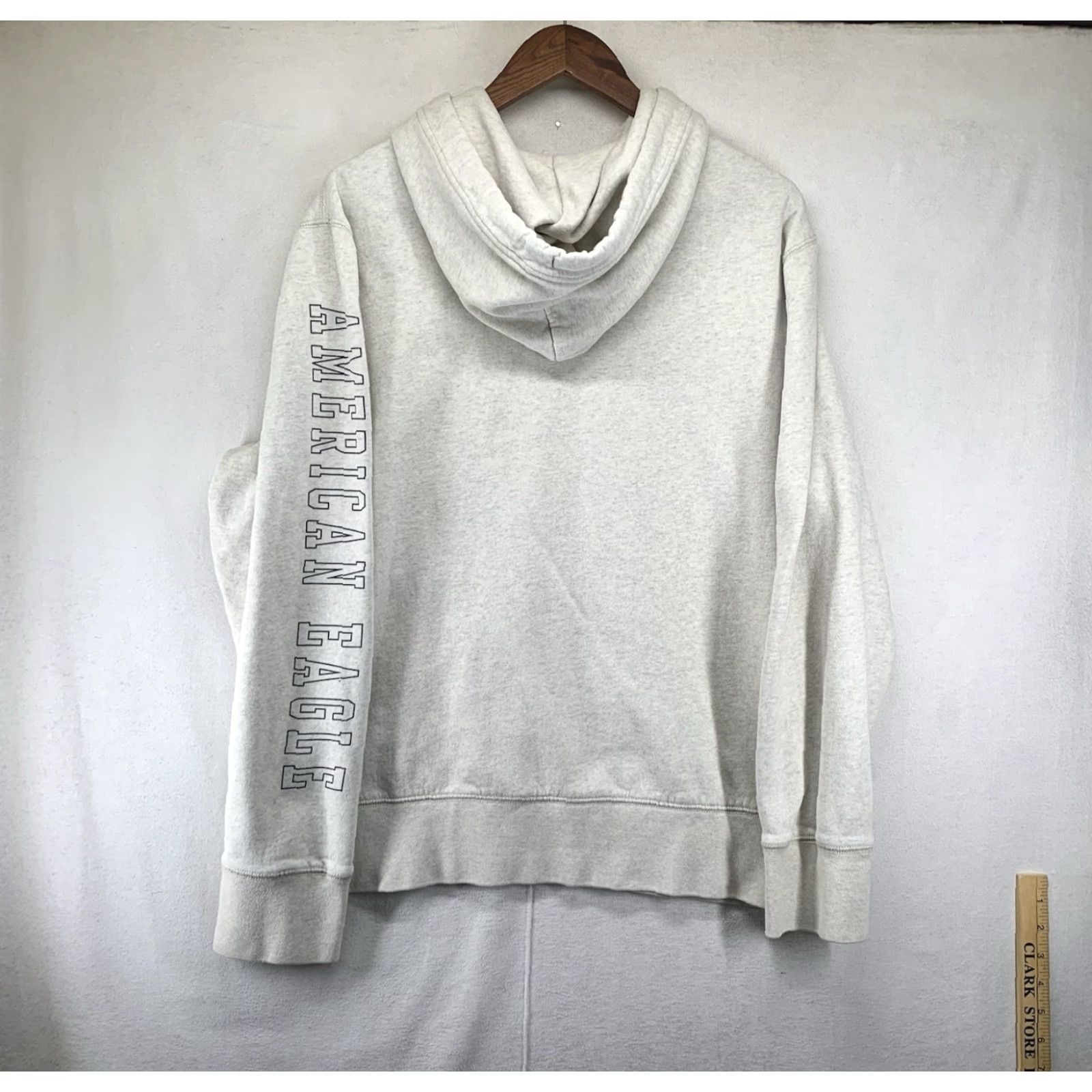 American Eagle Outfitters American Eagle Hoodie Men L Heather Gray Logo Sleeve Pullover Hooded All Seasons Graphic Print Size US L / EU 52-54 / 3 - 2 Thumbnail