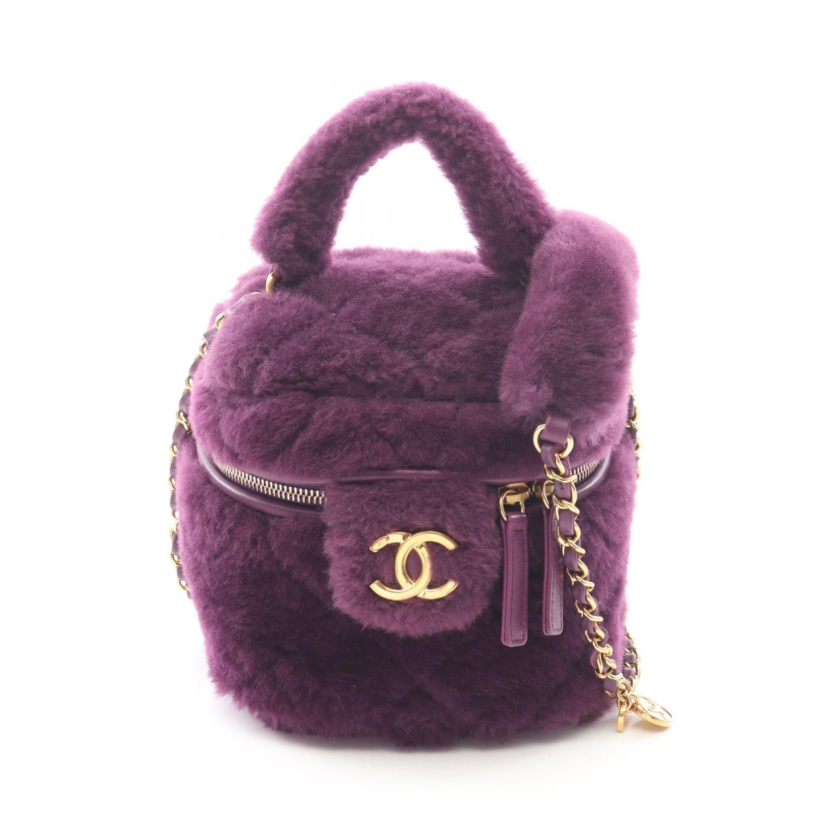 Chanel Chanel Chanel Matelasse Lambskin Shearling Shoulder Bag Leather Vanity Bag DUTY FREE for USA Size ONE SIZE - 1 Thumbnail