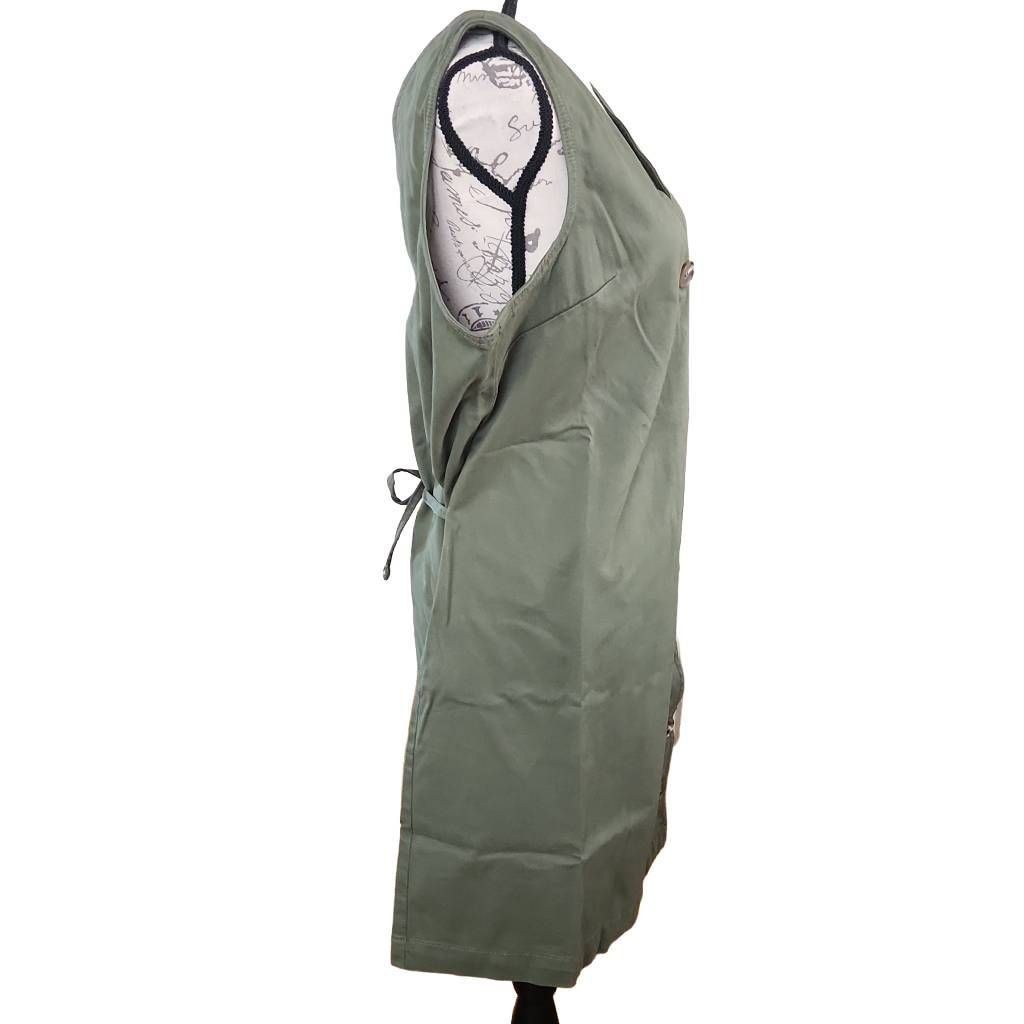 Warpweft Company Warp + Weft Ladies Size 1X Moss Green Canvas HTO East Hampton Button Front Dress Size XL / US 12-14 / IT 48-50 - 3 Thumbnail