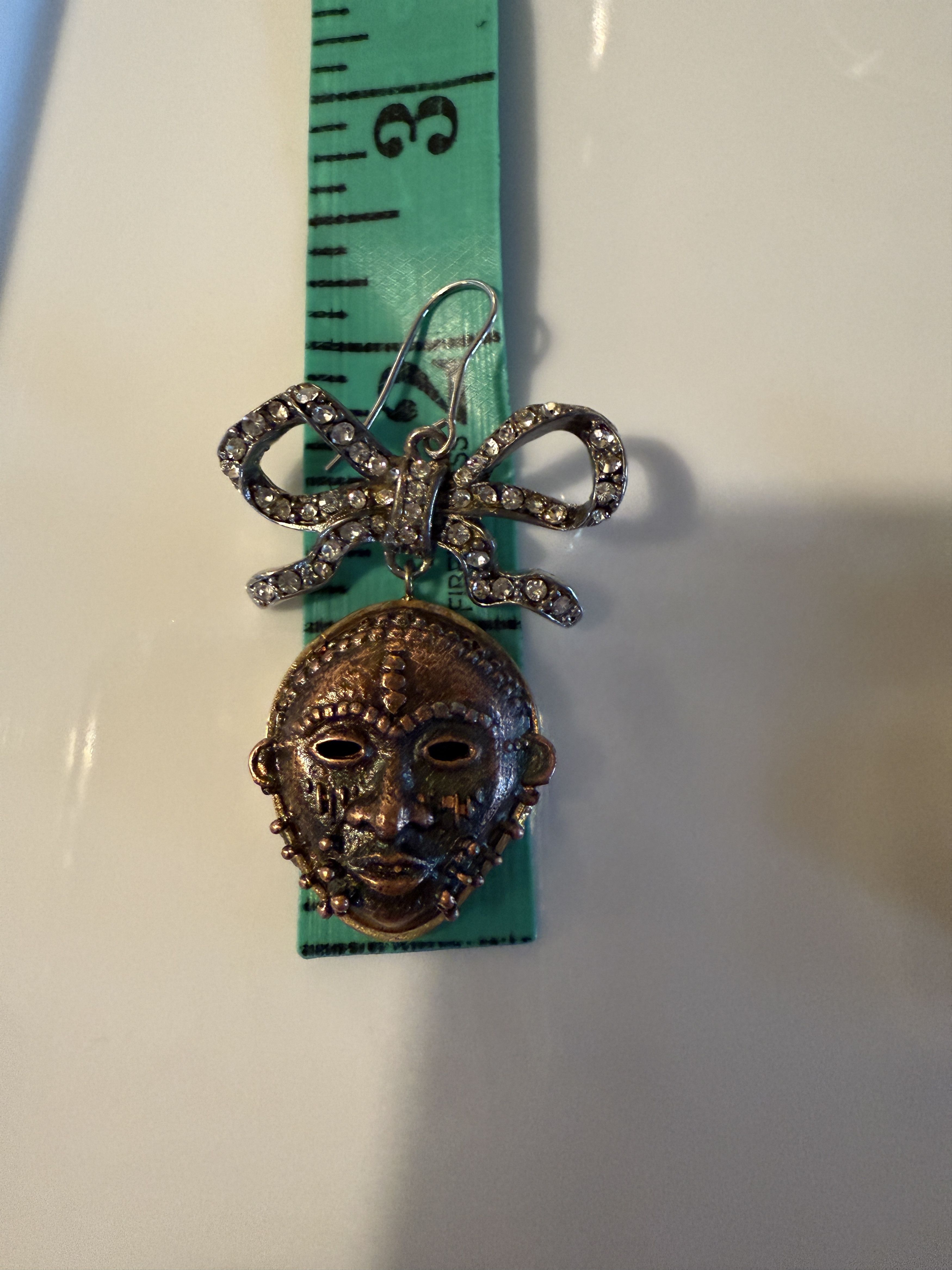 Vivienne Westwood Ornate Vintage African Mask Earrings w/ Hands and Ribbon Size ONE SIZE - 3 Thumbnail