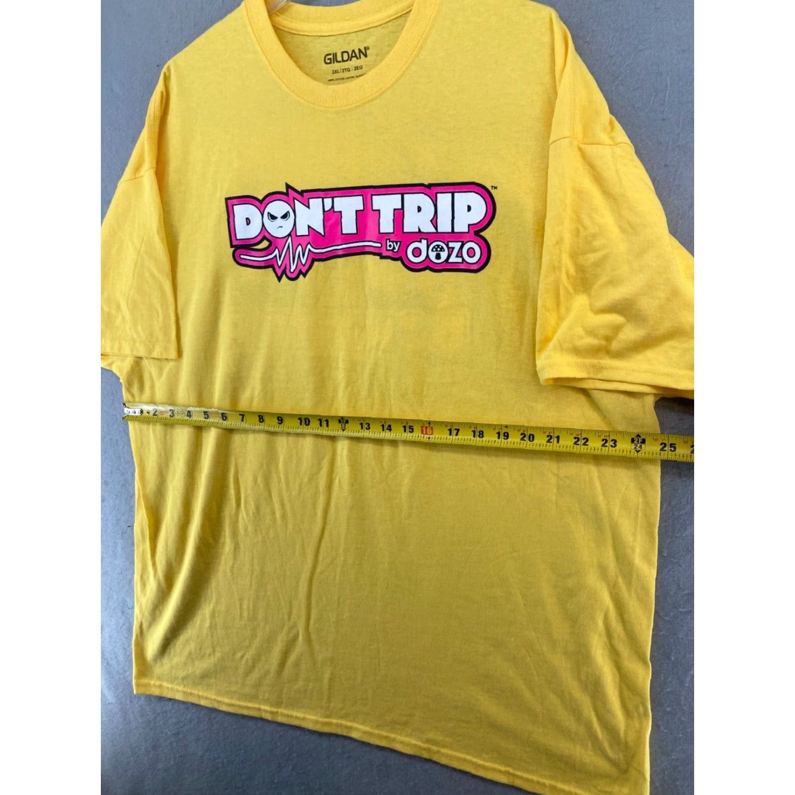 Gildan Dont Trip Dozo Mens TShirt 2XL Yellow Mushroom UFO Alien Gildan Shirt Adults 2XL Yellow Funny Retro 90s Theme Mens Size US XXL / EU 58 / 5 - 2 Thumbnail