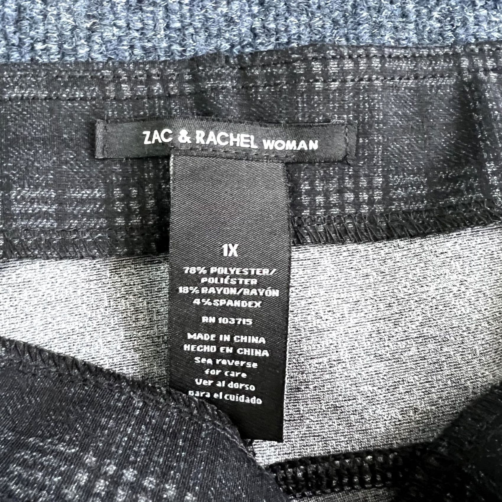 Vintage Zac & Rachel Woman Plus Size Dress Pants Gray Plaid Ponte Tapered Leg Pull On Size 40" / US 18 - 2 Thumbnail