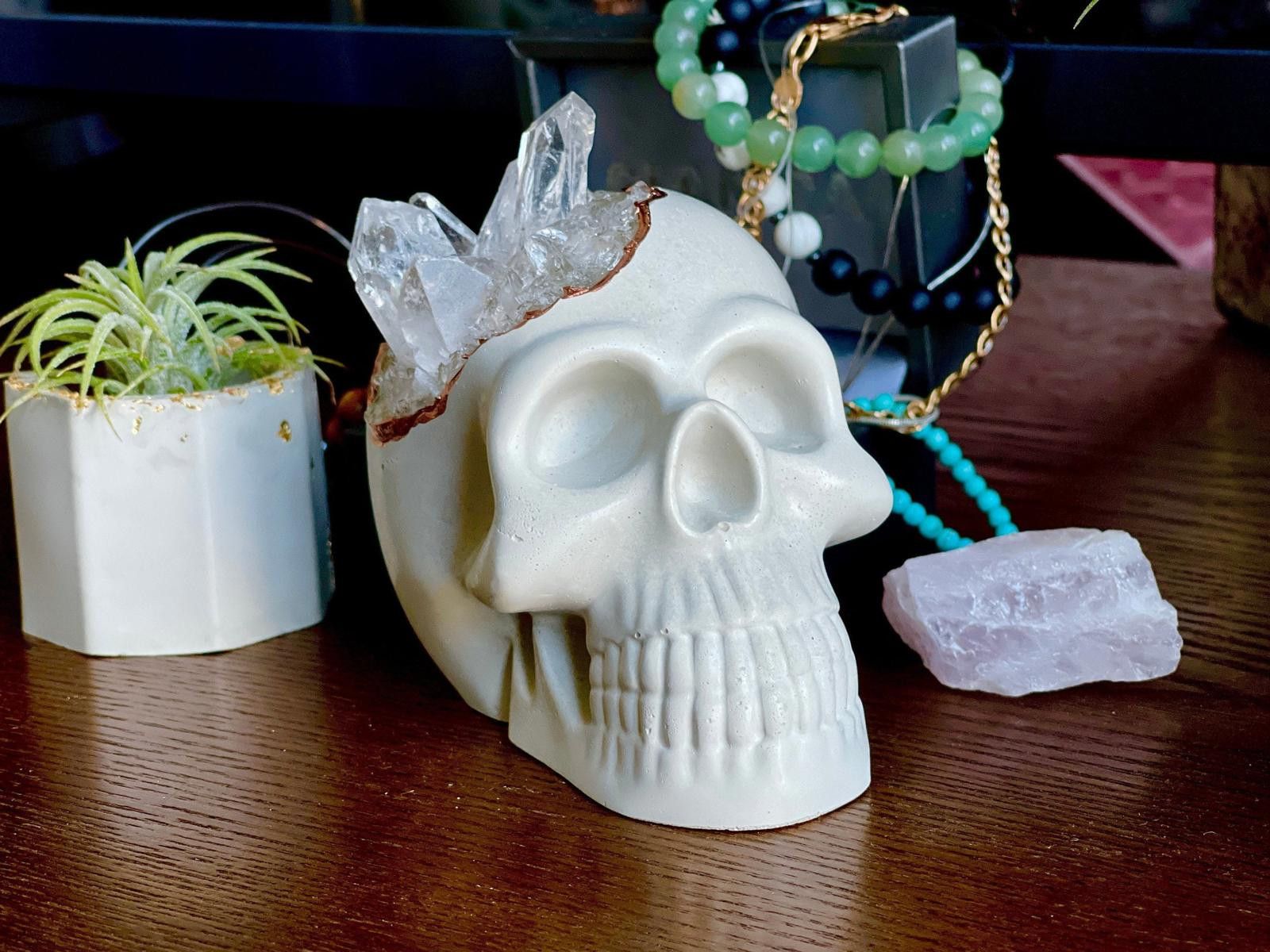 Other Amethyst Quartz Crystal Skull | Concrete Geode Decor Purple Size ONE SIZE - 8 Thumbnail