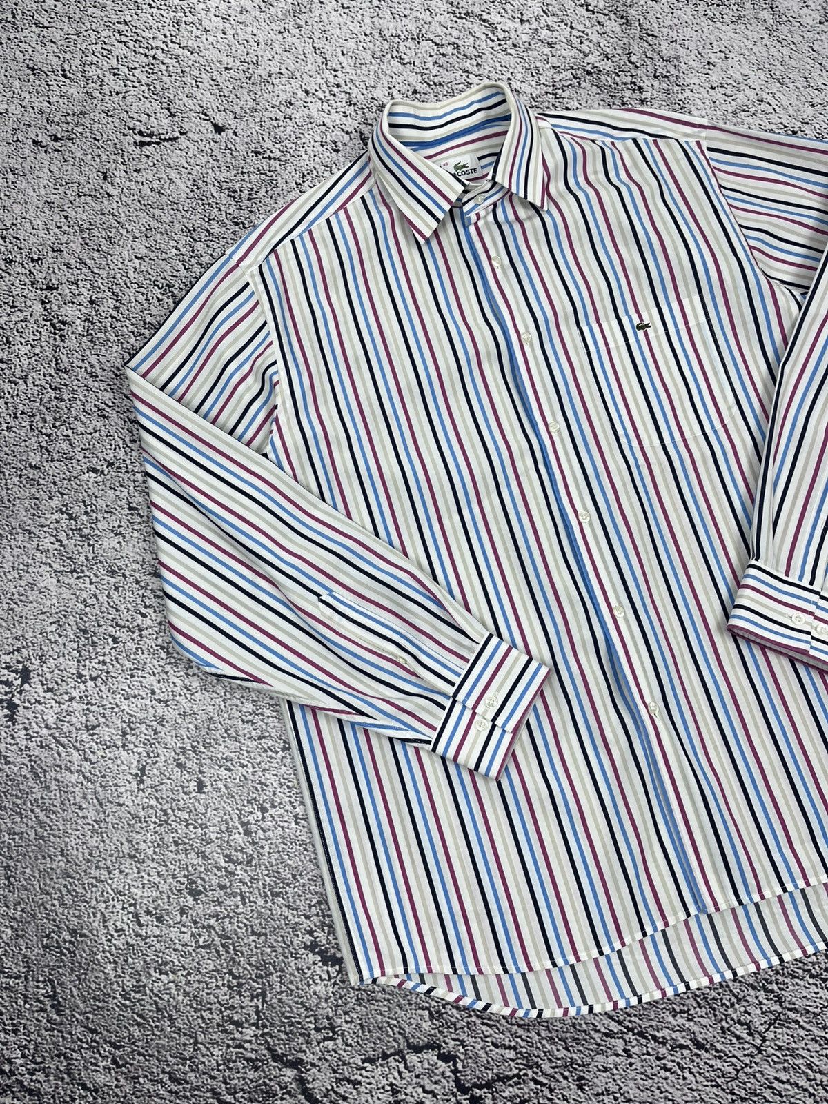 Lacoste Vintagr Lacoste logo striped shirt size 43 Size 42L - 2 Thumbnail