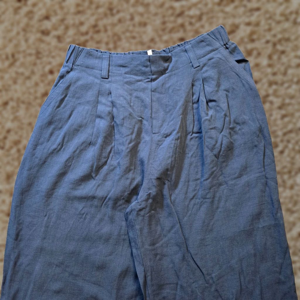 Vintage Halara Pants Regular Blue Wide-Leg Pleated Plicated Stretch Casual Womens Size L Size 36" / US 14 / IT 50 - 1 Thumbnail