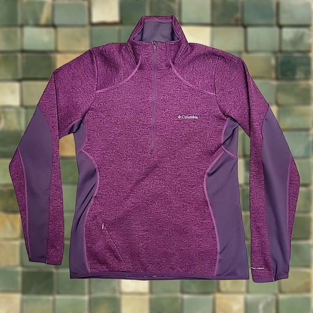 Vintage Columbia Womens Medium Purple Omni Heat Wick Performance Knit Pullover 1/2 Zip Size M / US 6-8 / IT 42-44 - 1 Thumbnail