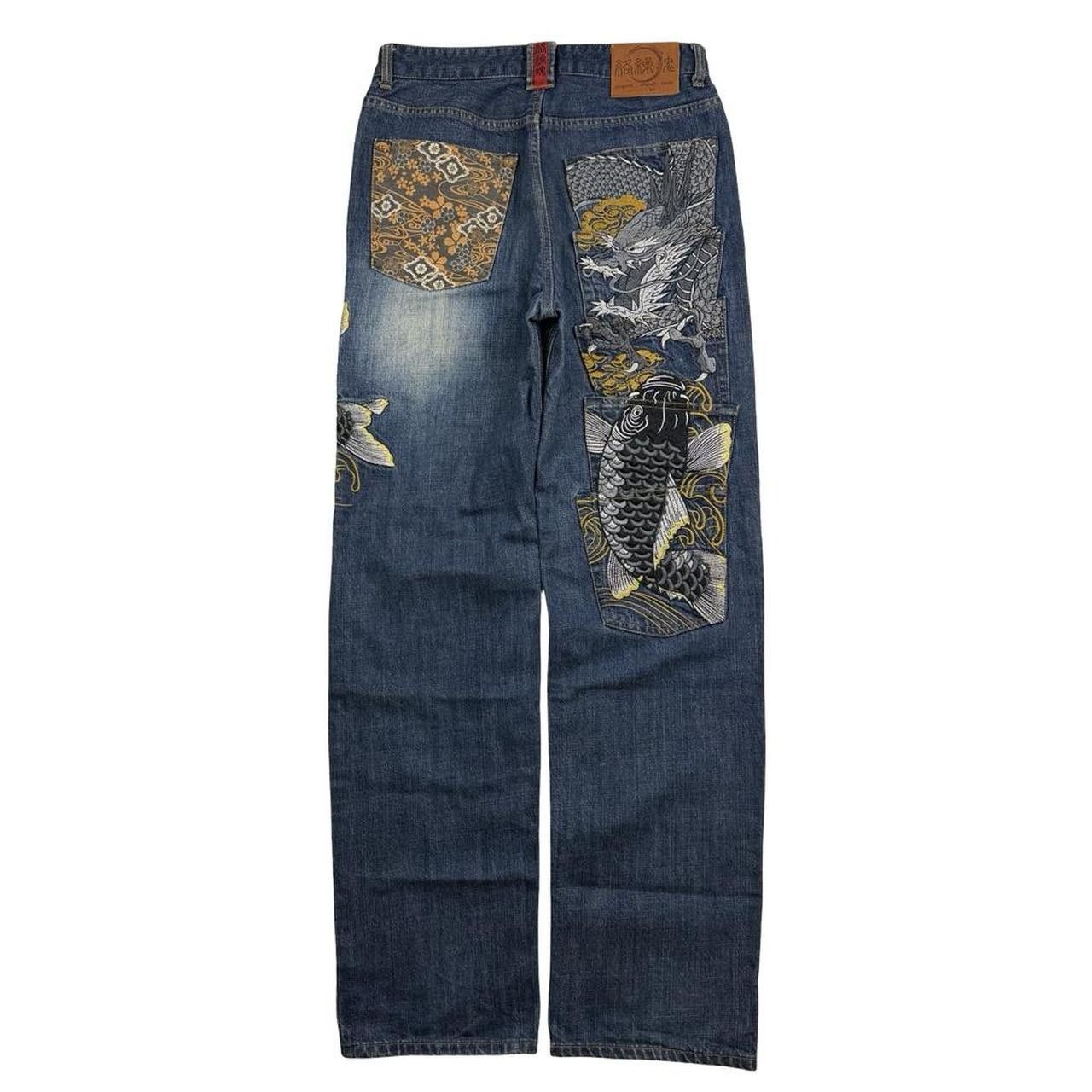 Karakuri Tamashii Karakuri Tamashii Embroidered Koi & Dragon Jeans - Waist 32 Size US 32 / EU 48 - 8 Thumbnail