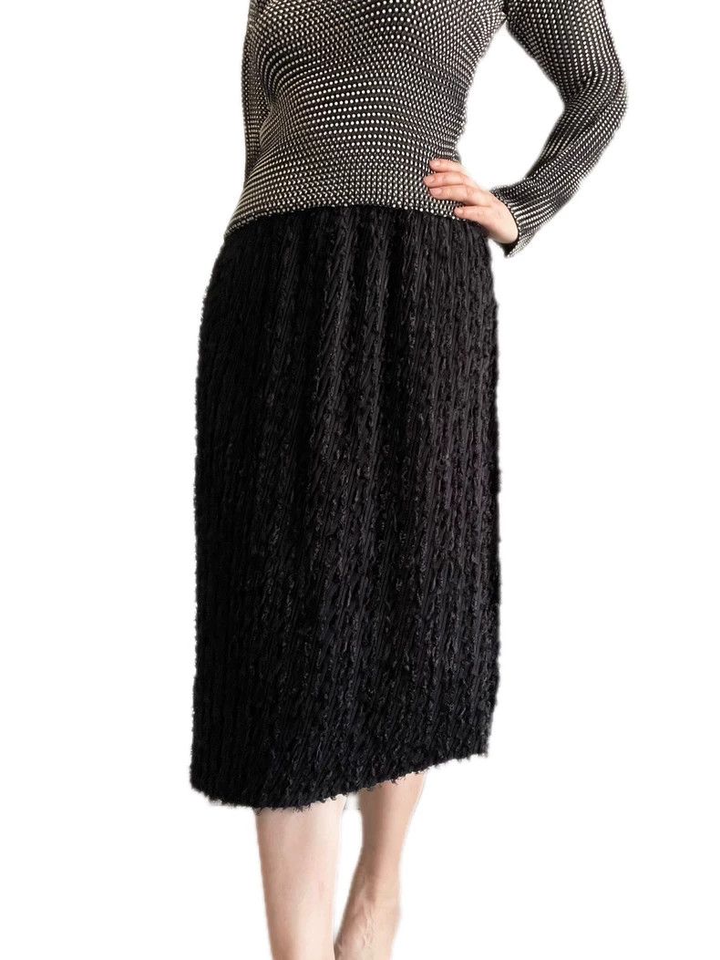 Issey Miyake Issey Miyake size:2 Black main line fleece skirt Size 31" - 1 Thumbnail
