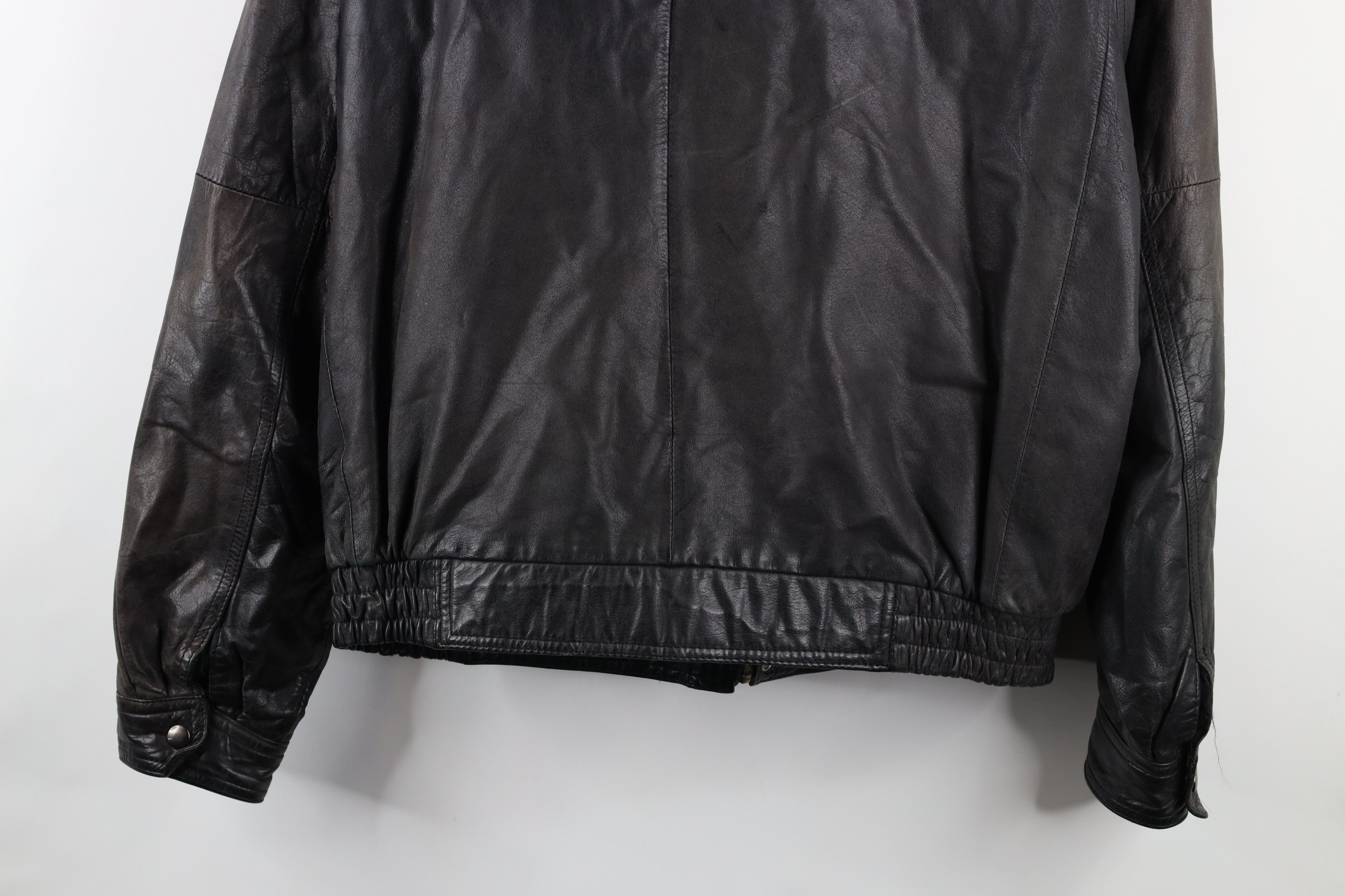 Vintage Vintage 90s Streetwear Hooded Leather Bomber Jacket Black Size US L / EU 52-54 / 3 - 18 Thumbnail