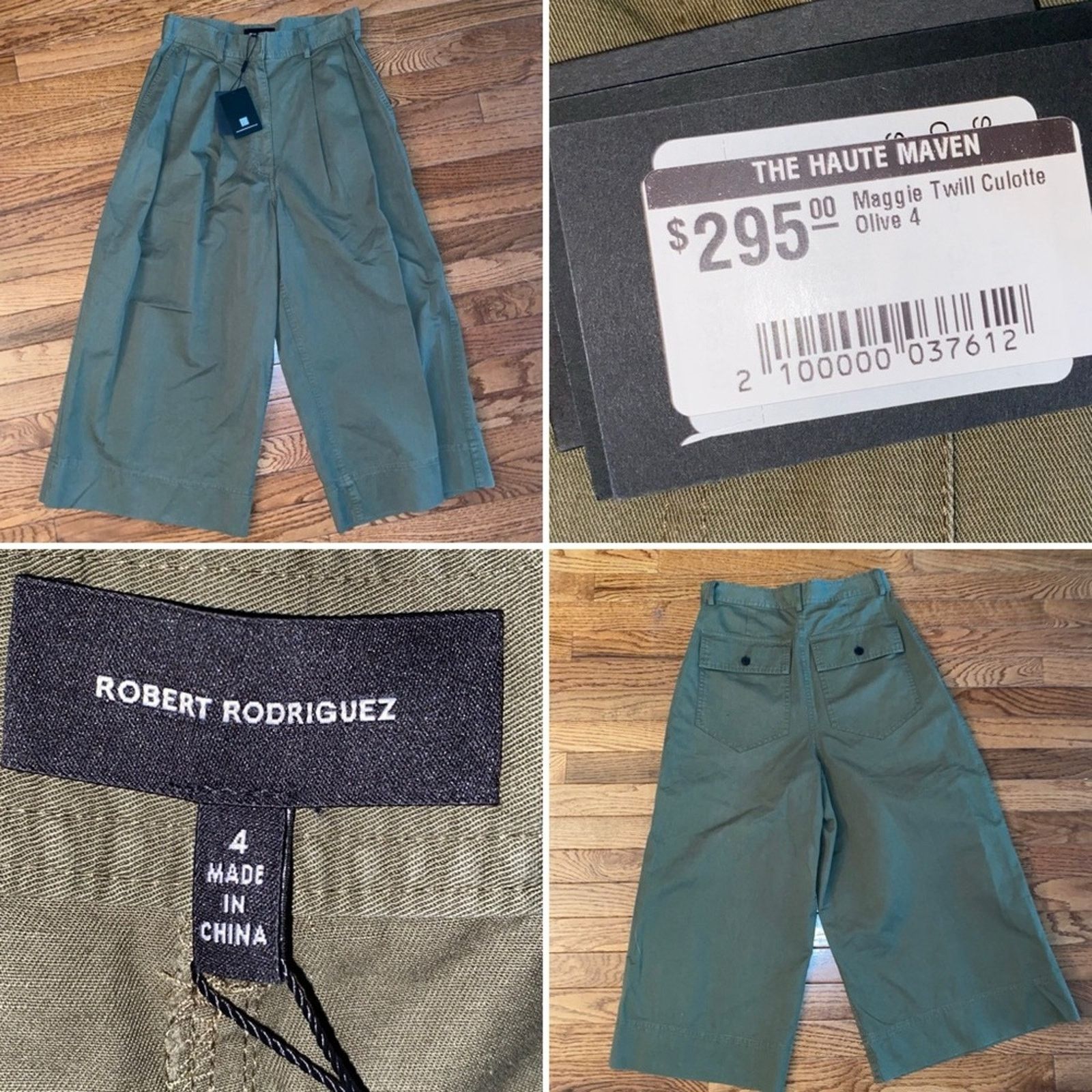 Robert Rodriguez New Robert Rodriguez $295 Maggie Twill Culottes Olive 4 Size 29" - 1 Thumbnail