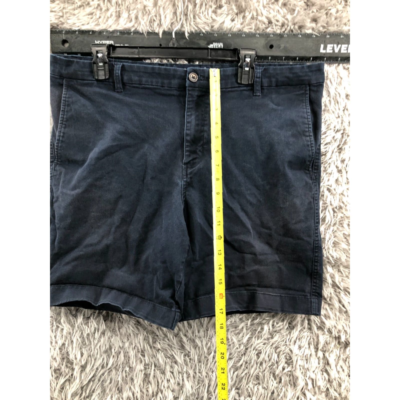 Chaps Chaps Chino Shorts Mens 38 Mid Rise Dark Blue Wash Knit Cotton Blend Belt Loops 5-Pocket Regular Inseam 9 in Flat Front Size US 38 / EU 54 - 3 Thumbnail