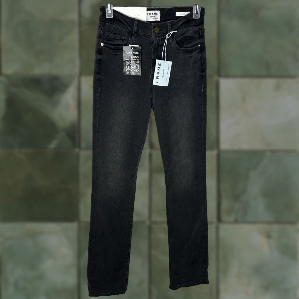 Frame FRAME Le Mini Boot Mid-Rise Slim Fit Bootcut Jeans 27 Black Cotton Blend 34 Inseam Womens Jeans FRAME DenIM Le Mini Boot Size 27" / US 4 / IT 40 - 1 Thumbnail
