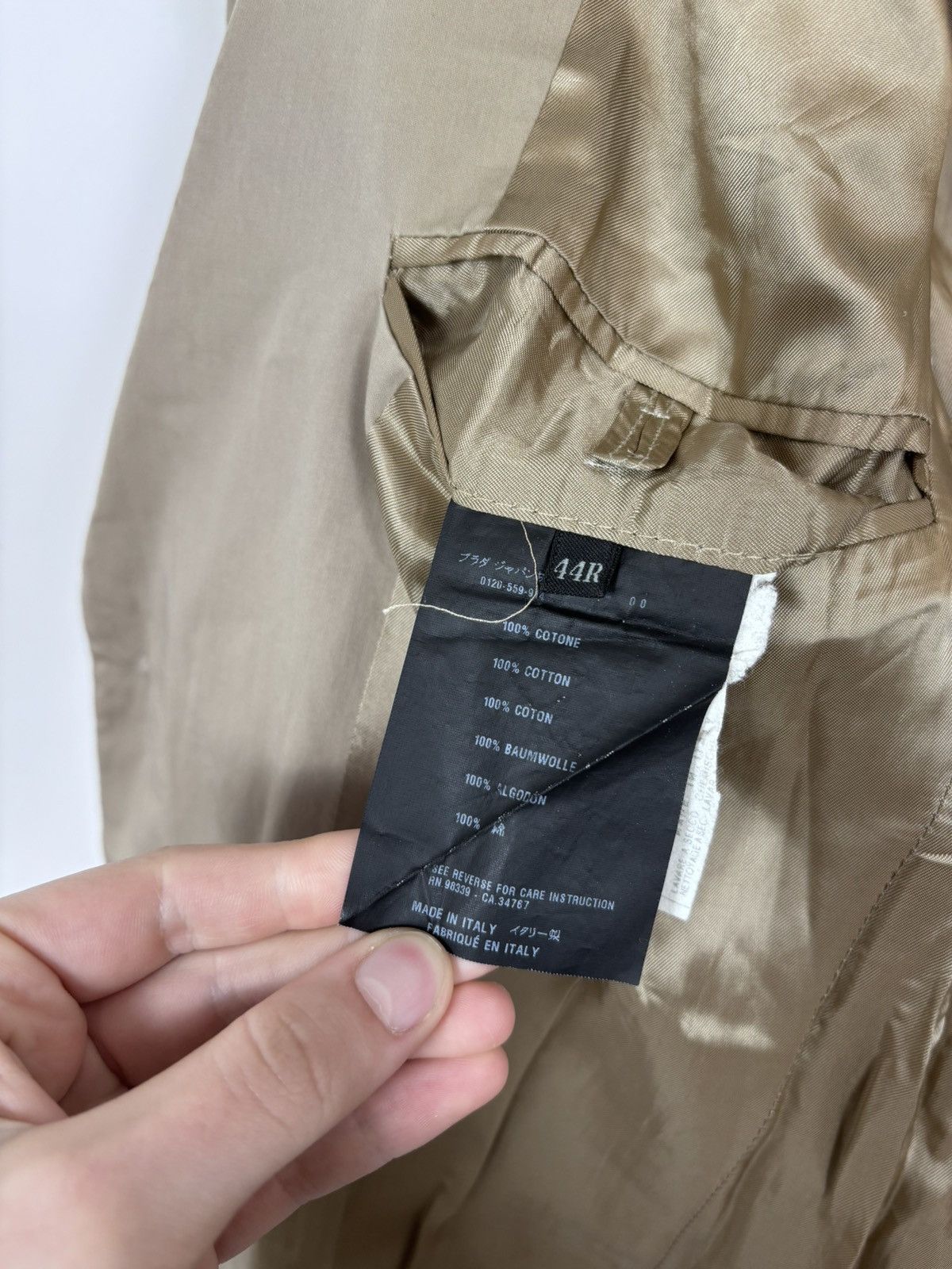 Prada Prada Men’s Beige Brown Cotton Blazer Jacket 2-Buttons Size 34R - 18 Thumbnail