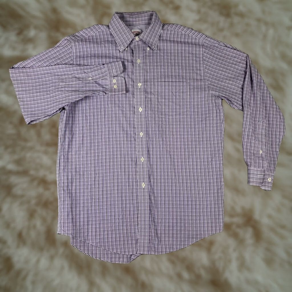 Brooks Brothers Brooks Brothers Shirt Mens Medium Purple Check Button Up Long Sleeve Size US M / EU 48-50 / 2 - 1 Thumbnail