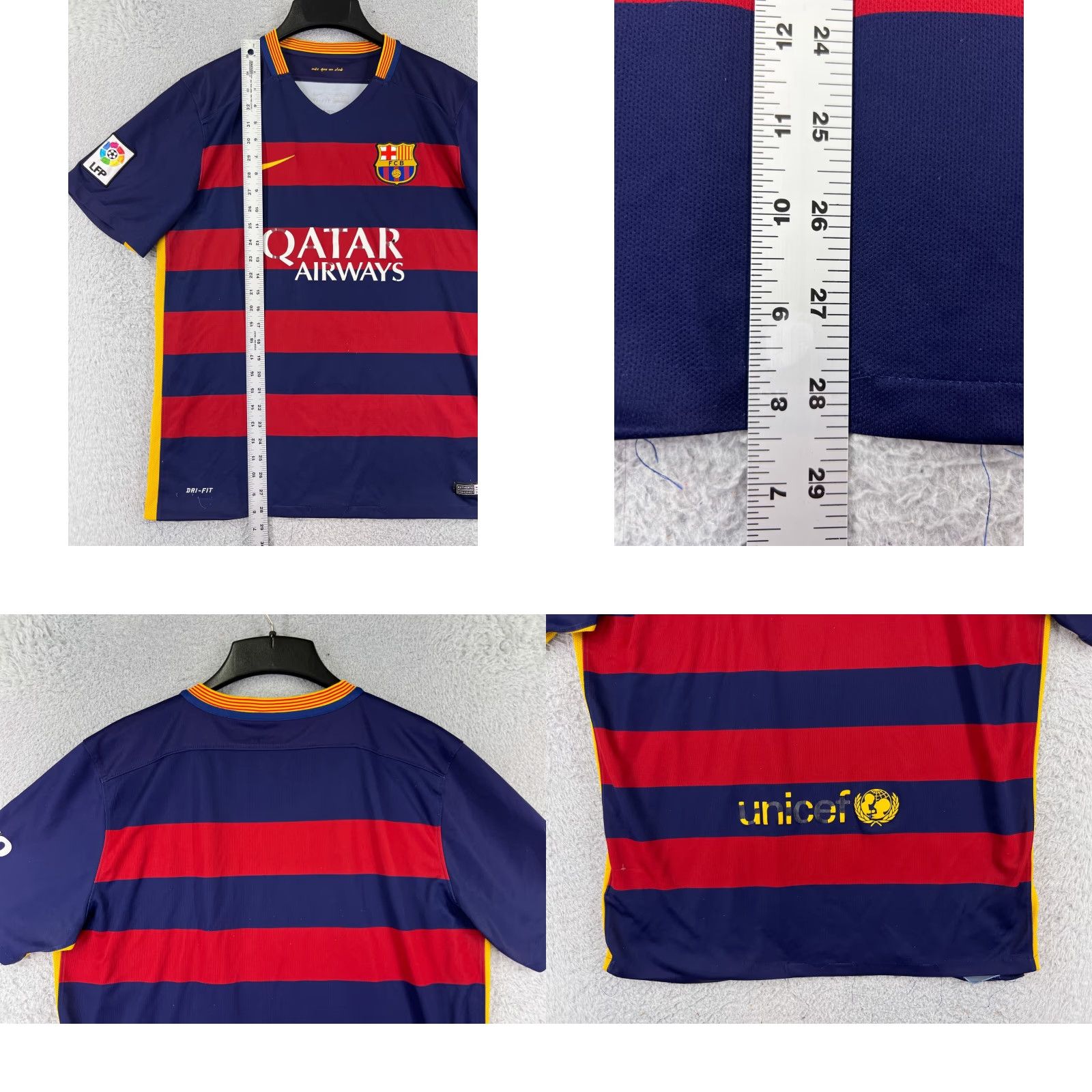 Nike Nike Soccer Jersey Adult L Blue Nike Dri-Fit Football Club Barcelona 2015 Soccer Jersey Mens Regular Short Sleeve Solid 100% Polyester Flagship Style Size US L / EU 52-54 / 3 - 9 Thumbnail