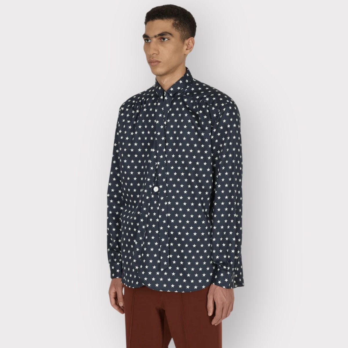 トップス Needles Ascot Collar Edw Gather Shirts S Needles Ascot Collar EDW Shirt