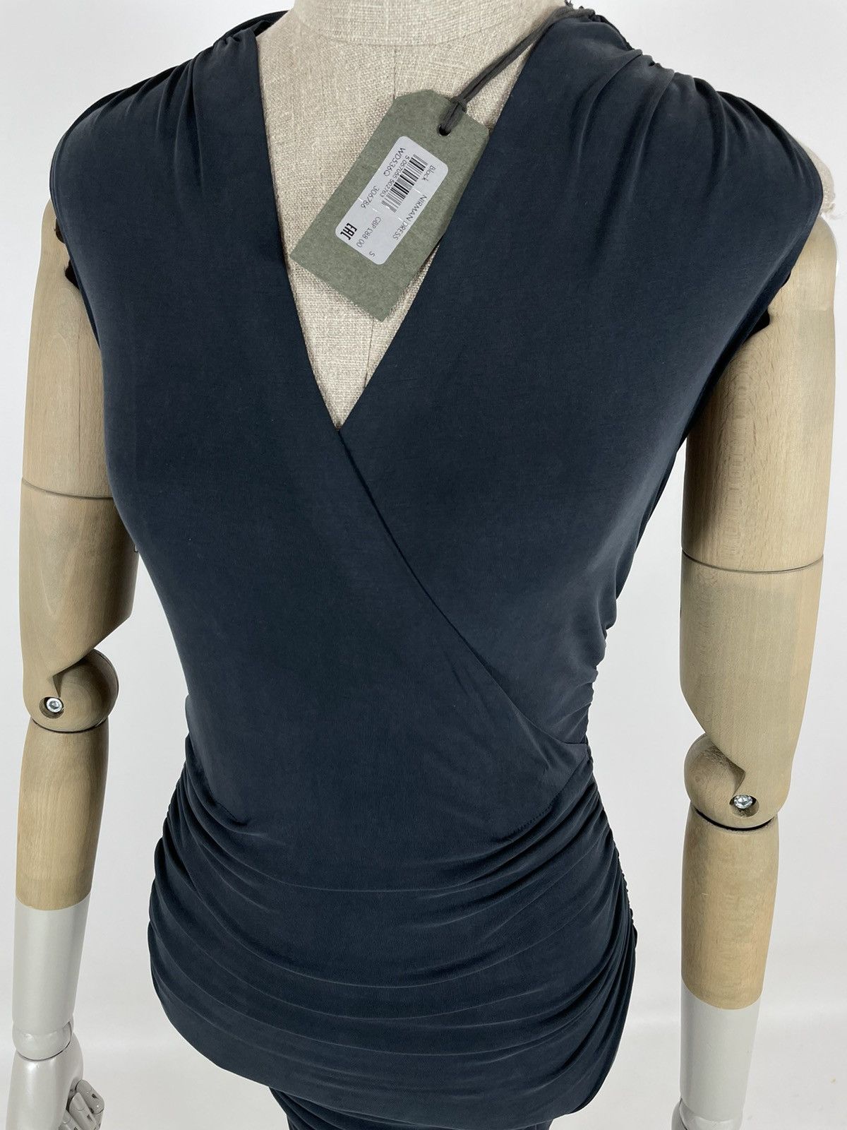 Allsaints NEW Nirman Ruched Wrap Over Open Back Mini Cross Avant Dress Size S / US 4 / IT 40 - 10 Thumbnail
