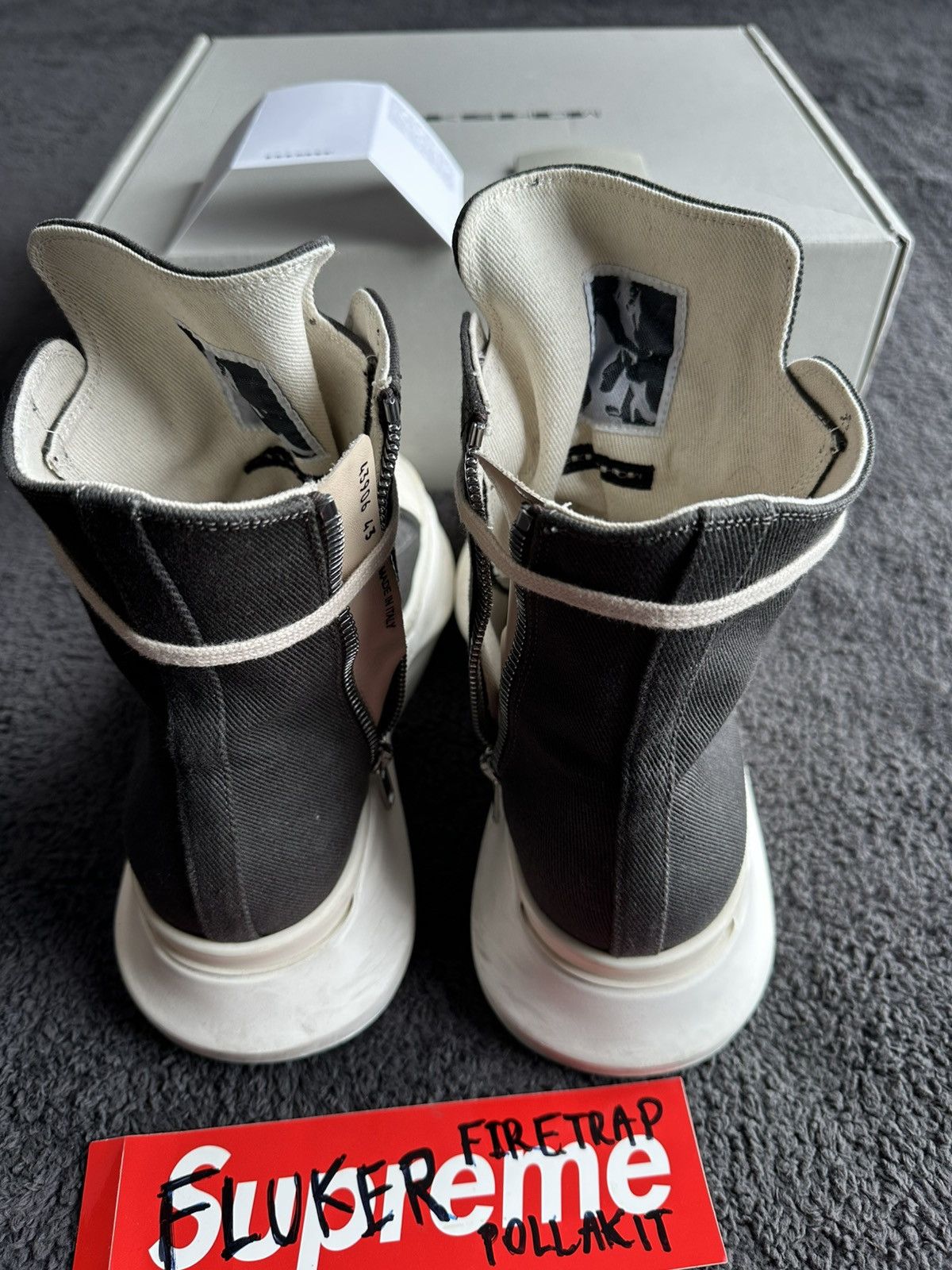 Rick Owens Drkshdw Rick Owens DRKSHDW ABSTRACT High Sneakers Black Milk Size US 10 / EU 43 - 6 Thumbnail