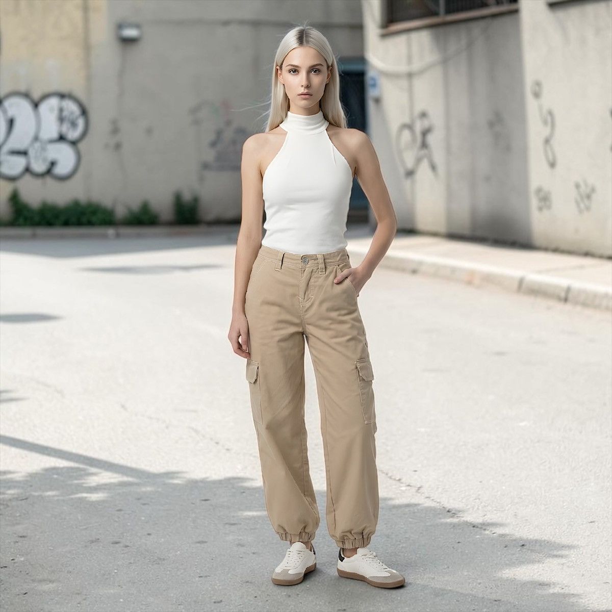 Lucky Brand True Religion Women’s Bobby Baggy Tan Cargo Joggers Sz M Size 34" / US 12 / IT 48 - 1 Thumbnail