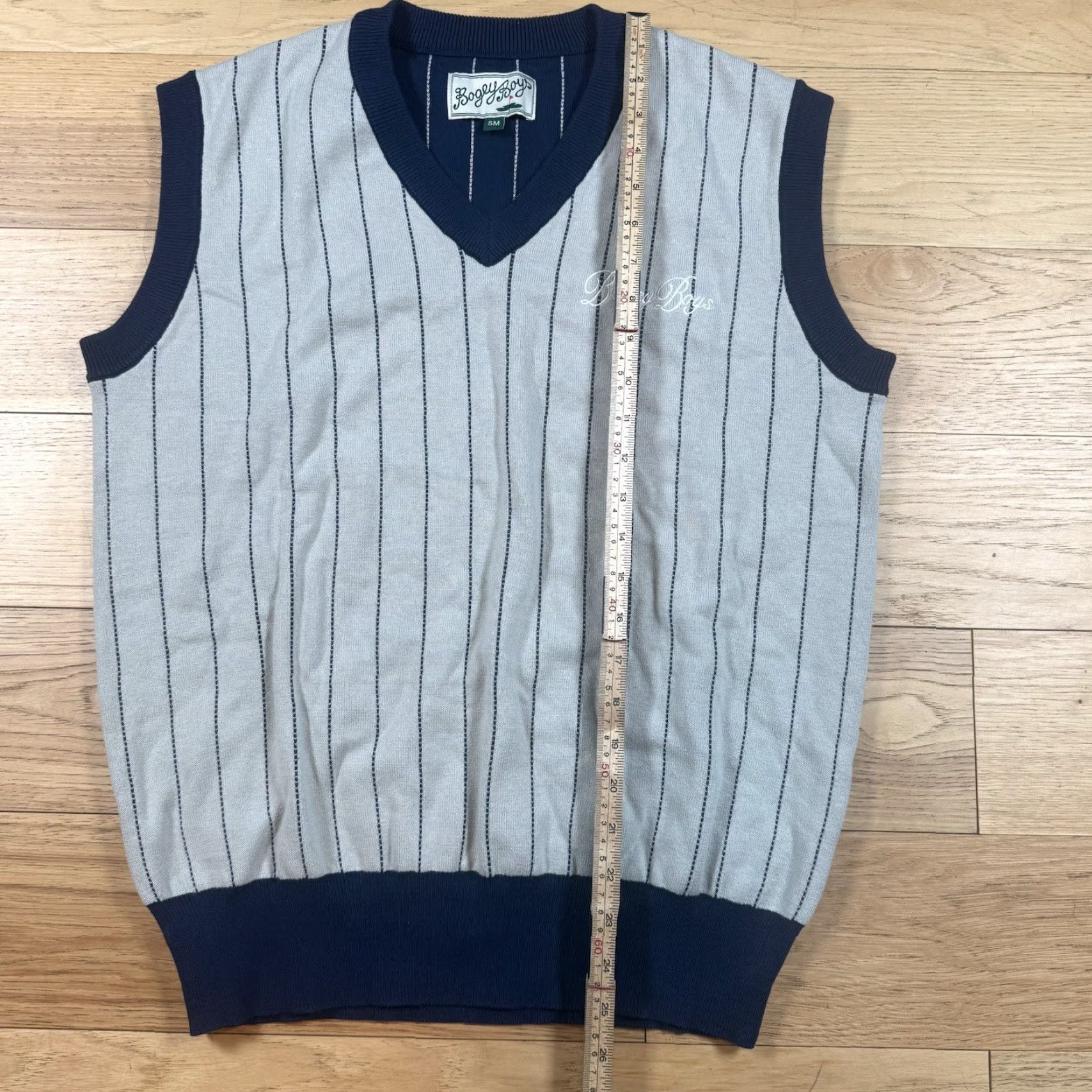 Vintage Bogey Boys Sweater Vest Mens Small Gray Navy Pinstripe Golf NWOT Size US S / EU 44-46 / 1 - 7 Thumbnail