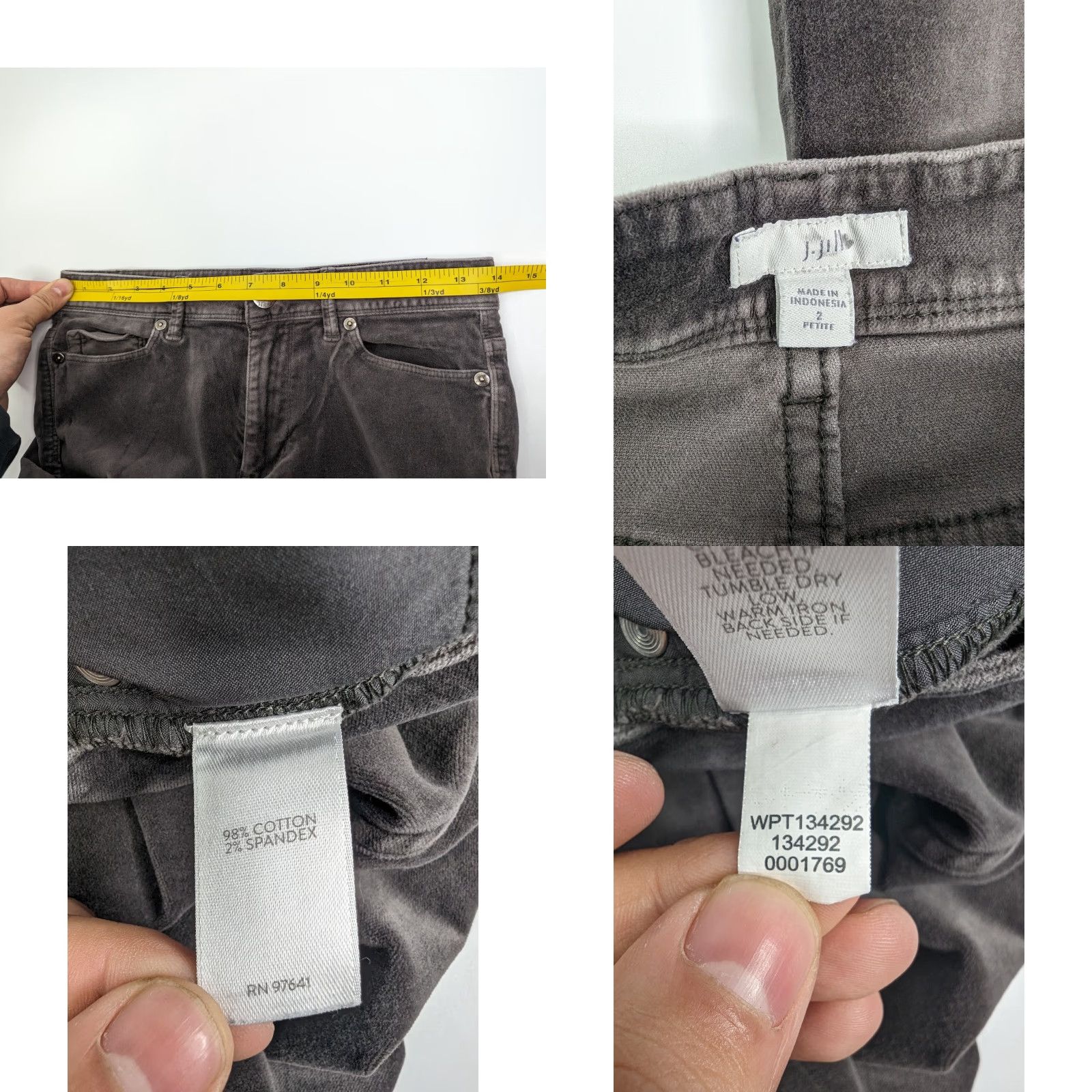 J. Jill J. Jill Velveteen Slim Leg Jeans Gray Size 2 Casual Workwear 5-Pocket Stretch Pants Slim Leg Womens Jeans, Gray, Cotton Blend Size 26" / US 2 / IT 38 - 8 Thumbnail
