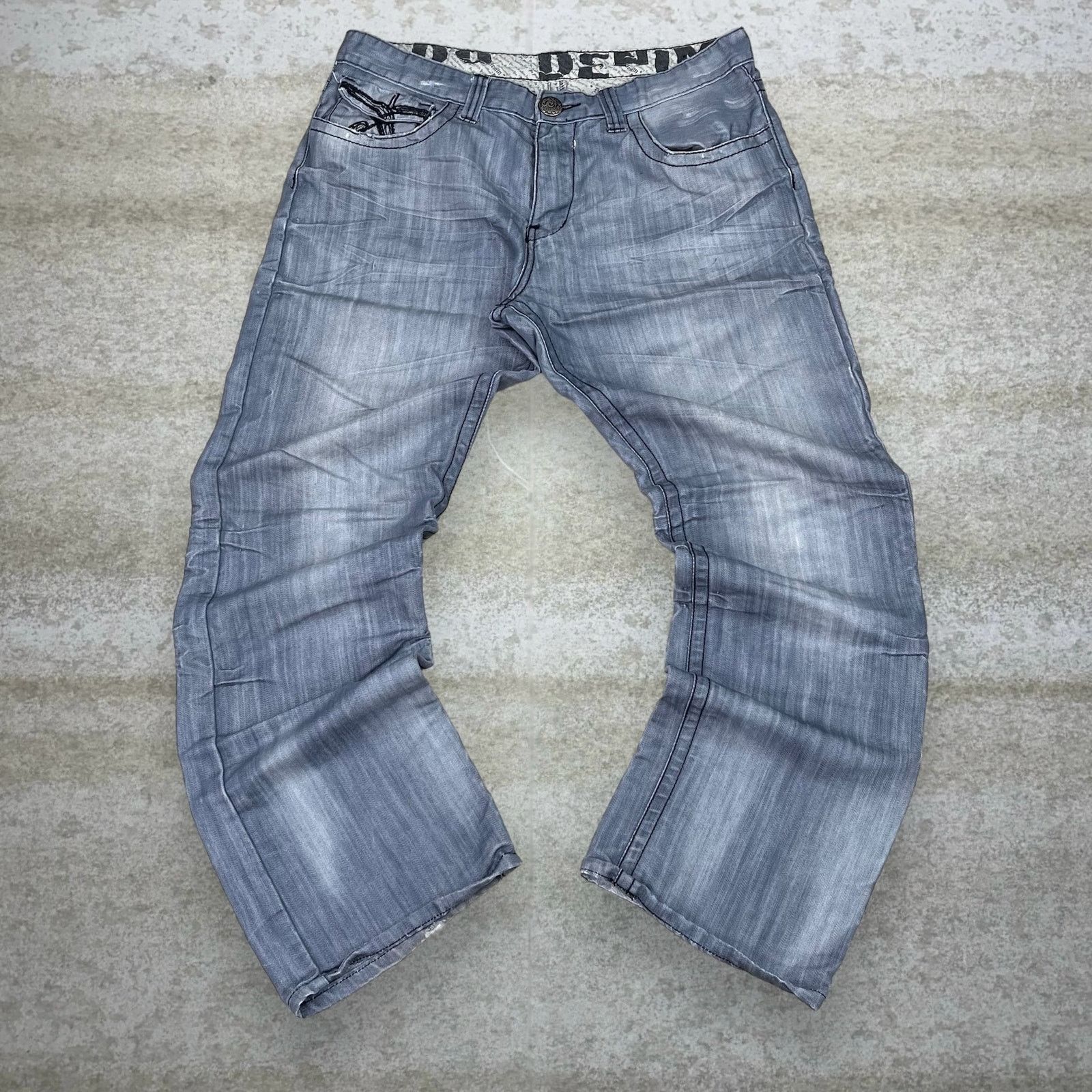 Japanese Brand × Vintage Crazy Vintage Y2K Skater Wide Leg Jean Light Grey Wash Baggy Size US 36 / EU 52 - 2 Thumbnail