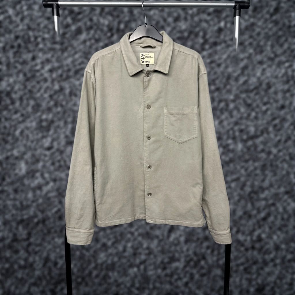 Aspesi Aspesi Shirts Mens Heavy Cotton Flannel Overshirt XXL Multicolor Button-Up Solid Pattern Size US XXL / EU 58 / 5 - 1 Thumbnail