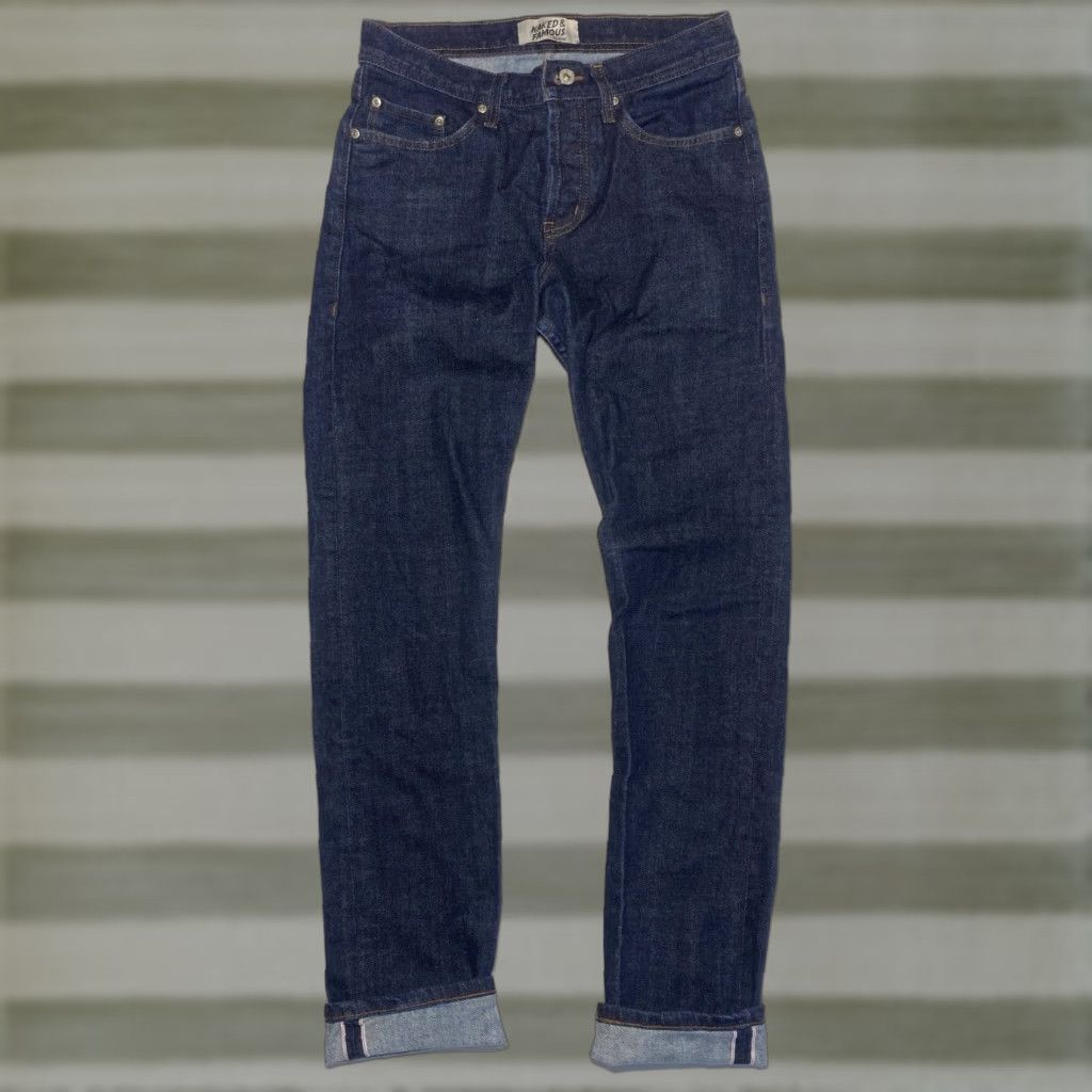 Vintage Naked & Famous Denim Weird Guy Stretch Selvedge Jeans Men’s 30x33 Blue Denim Slim Straight 5-Pocket City USA Vintage/Classic – Mens Size US 30 / EU 46 - 1 Thumbnail