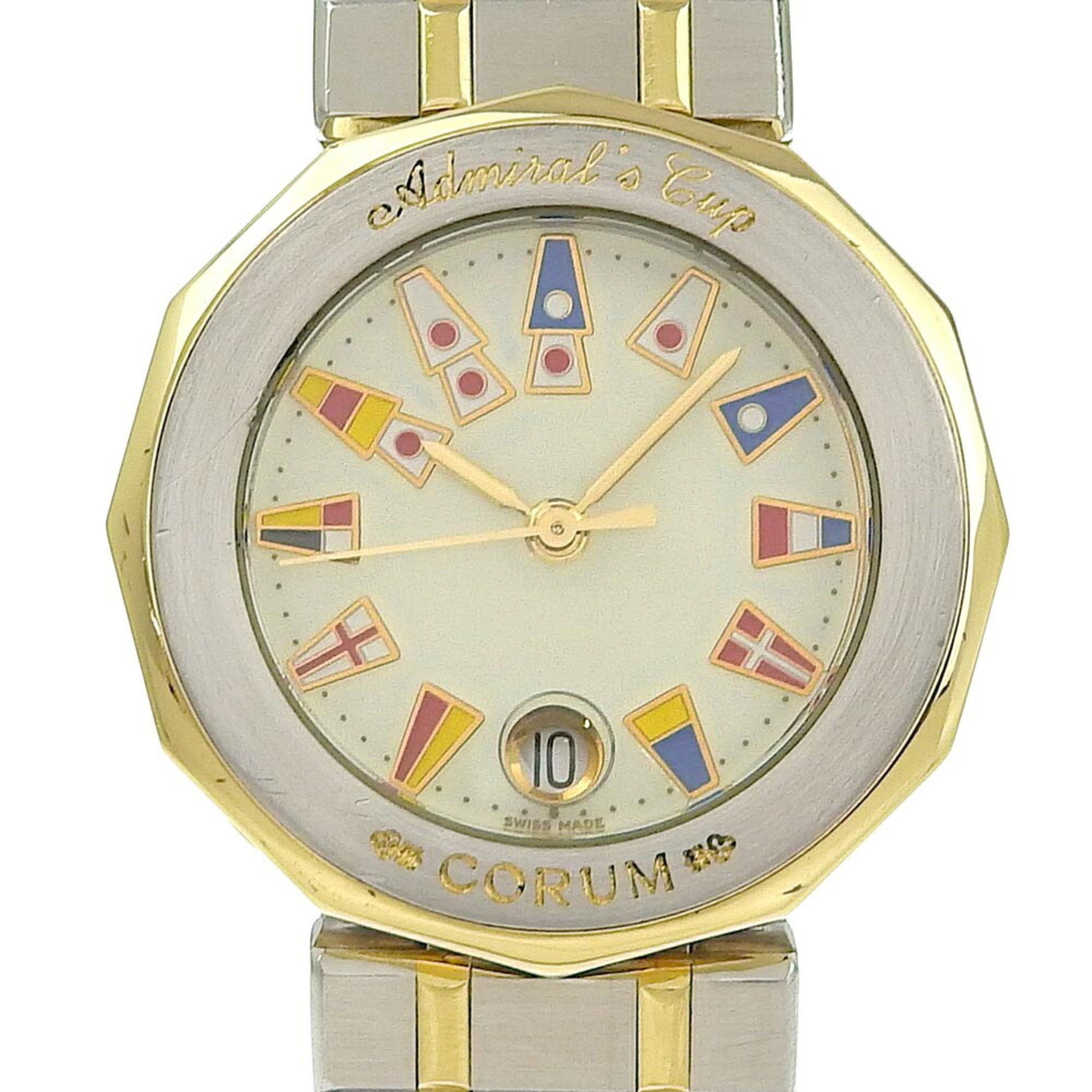 image of Corum Admirals Cup Watch Duo 39.610.21V52 Stainless Steel Swiss Made Silver Gold Quartz Analog Disp