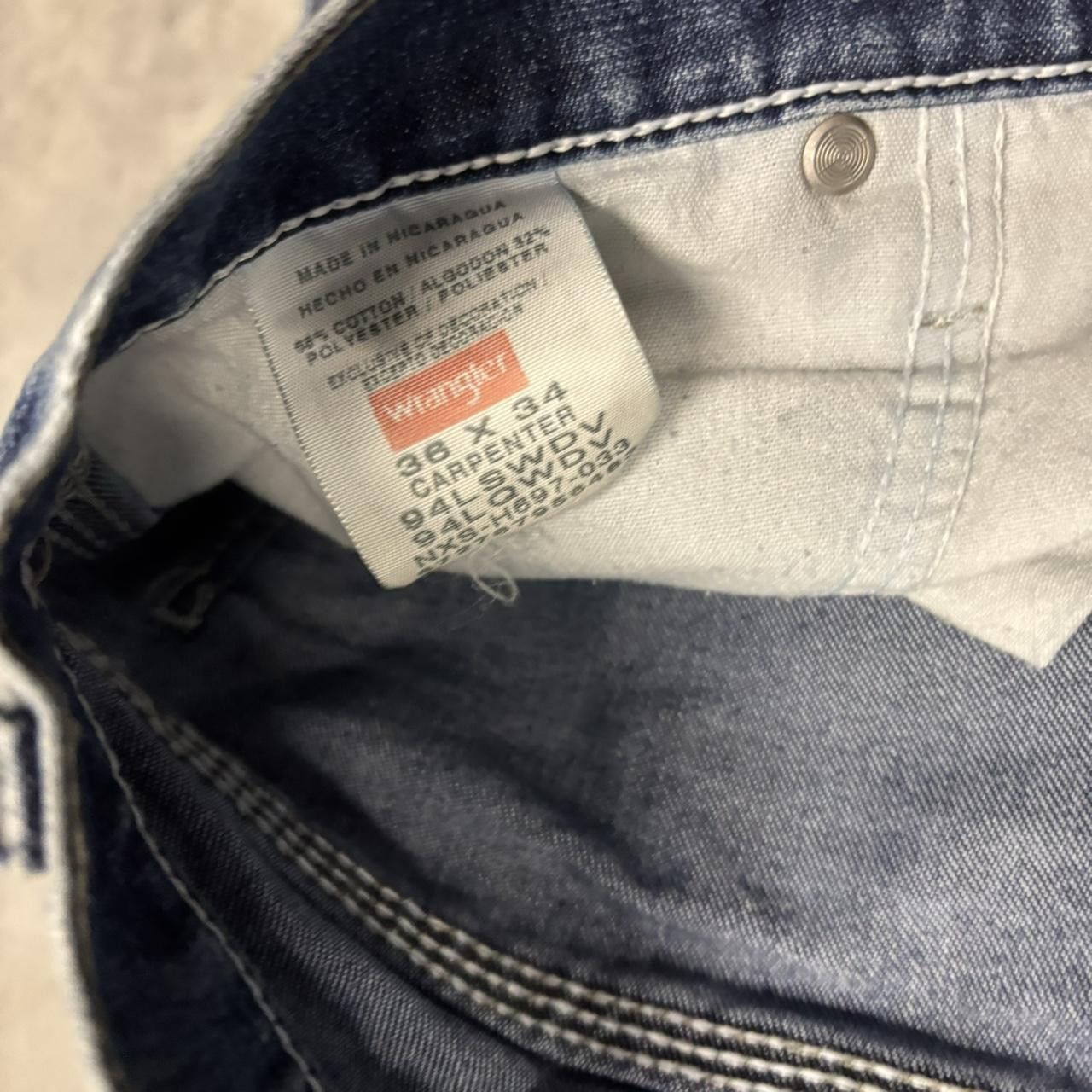 Japanese Brand × Vintage Crazy Vintage Y2K/2000s Baggy Grunge Dark Wash Carpenter Skater Denim Jeans! Size US 38 / EU 54 - 8 Thumbnail
