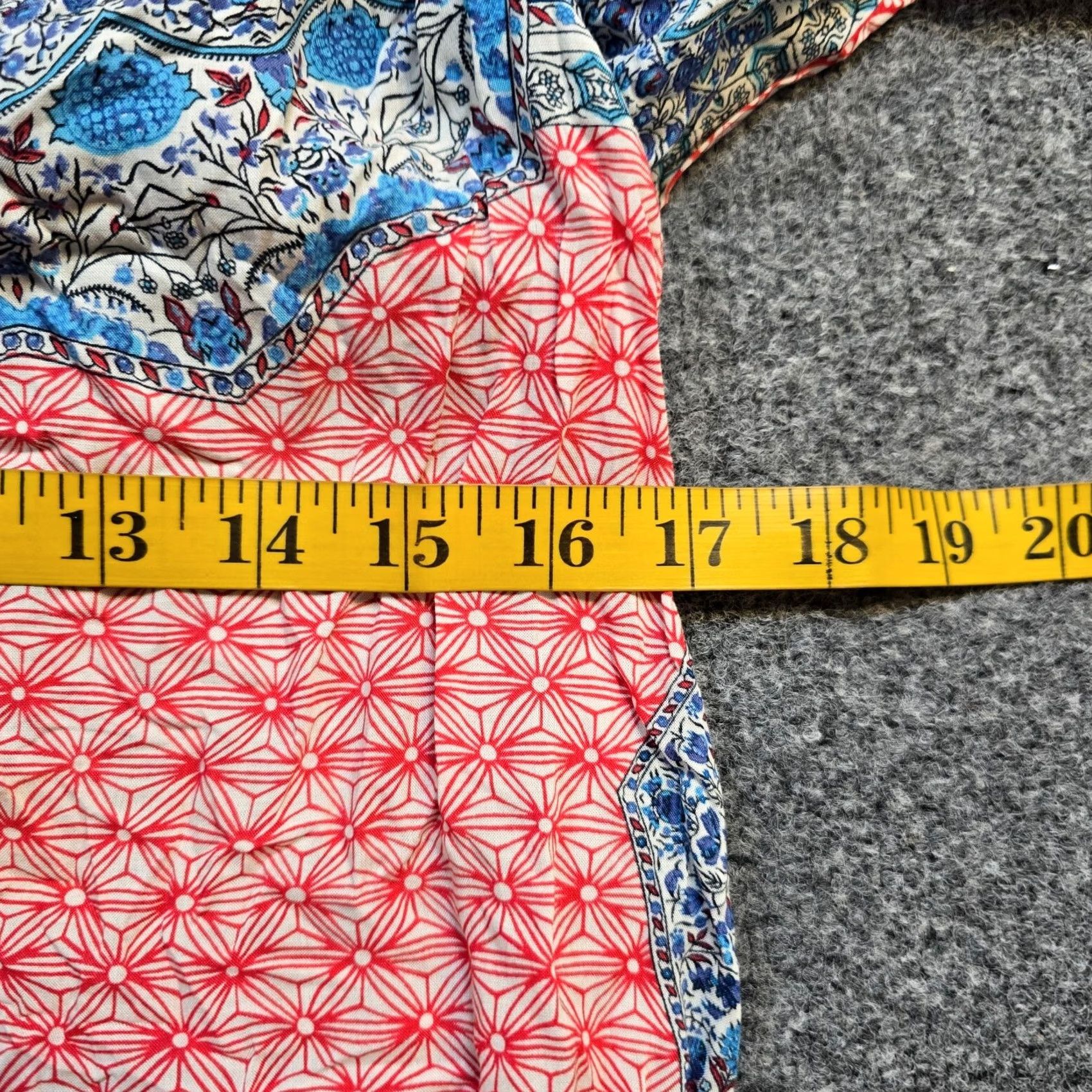 Sanctuary Sanctuary Dress Womens XL Blue Red Patchwork V Neck Boho Hippie Shirt Dress Womens XL Red Size XL / US 12-14 / IT 48-50 - 6 Thumbnail