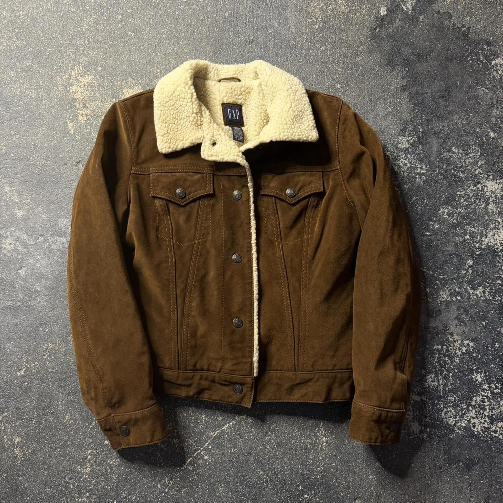Gap GAP Brown Sherpa Suede Leather Jacket Size M / US 6-8 / IT 42-44 - 1 Thumbnail