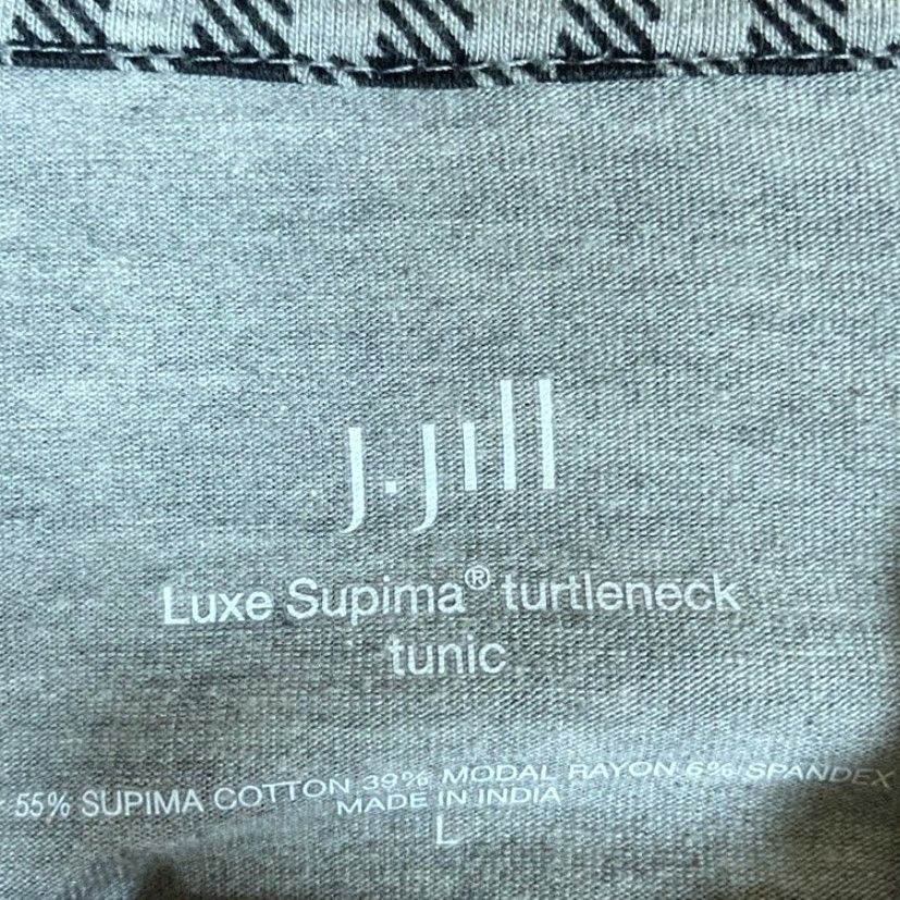 J. Jill J.Jill Women Shirt Plaid Turtleneck Tunic Gray L Stretch Supima Modal Blend Long Sleeve Womens Size L / US 10 / IT 46 - 6 Thumbnail