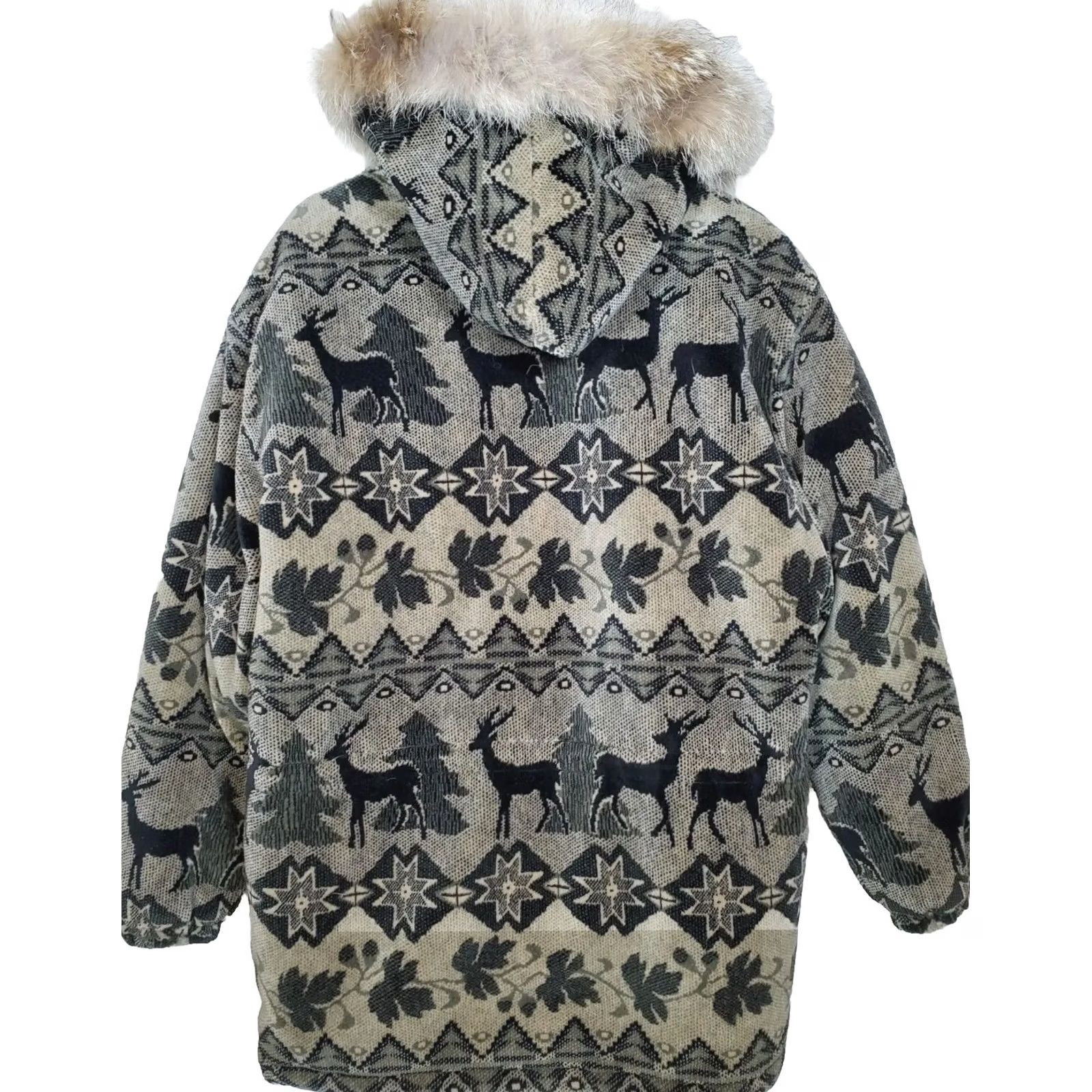 Vintage Cabela's Parka Jacket Women L Fur Trim Hood Insulated Deer Nature Theme Long Sleeve Zip Pockets Regular Size L / US 10 / IT 46 - 3 Thumbnail