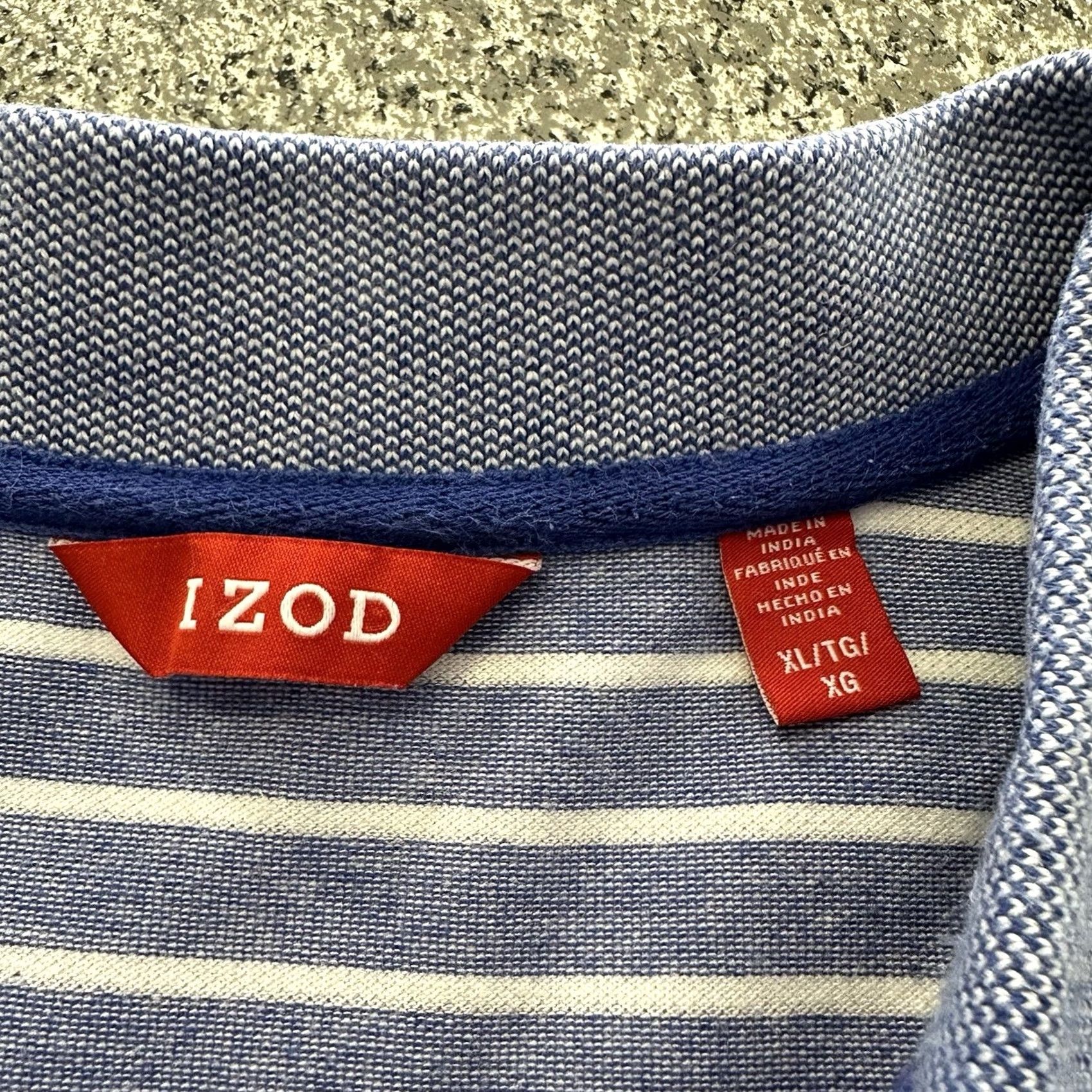 Izod VINTAGE IZOD Polo Shirt Mens XL Short Sleeve Striped Blue White Golf Casual Cotton Shirt XL Mens Blue Striped Golf 90s Mens Size US XL / EU 56 / 4 - 5 Thumbnail